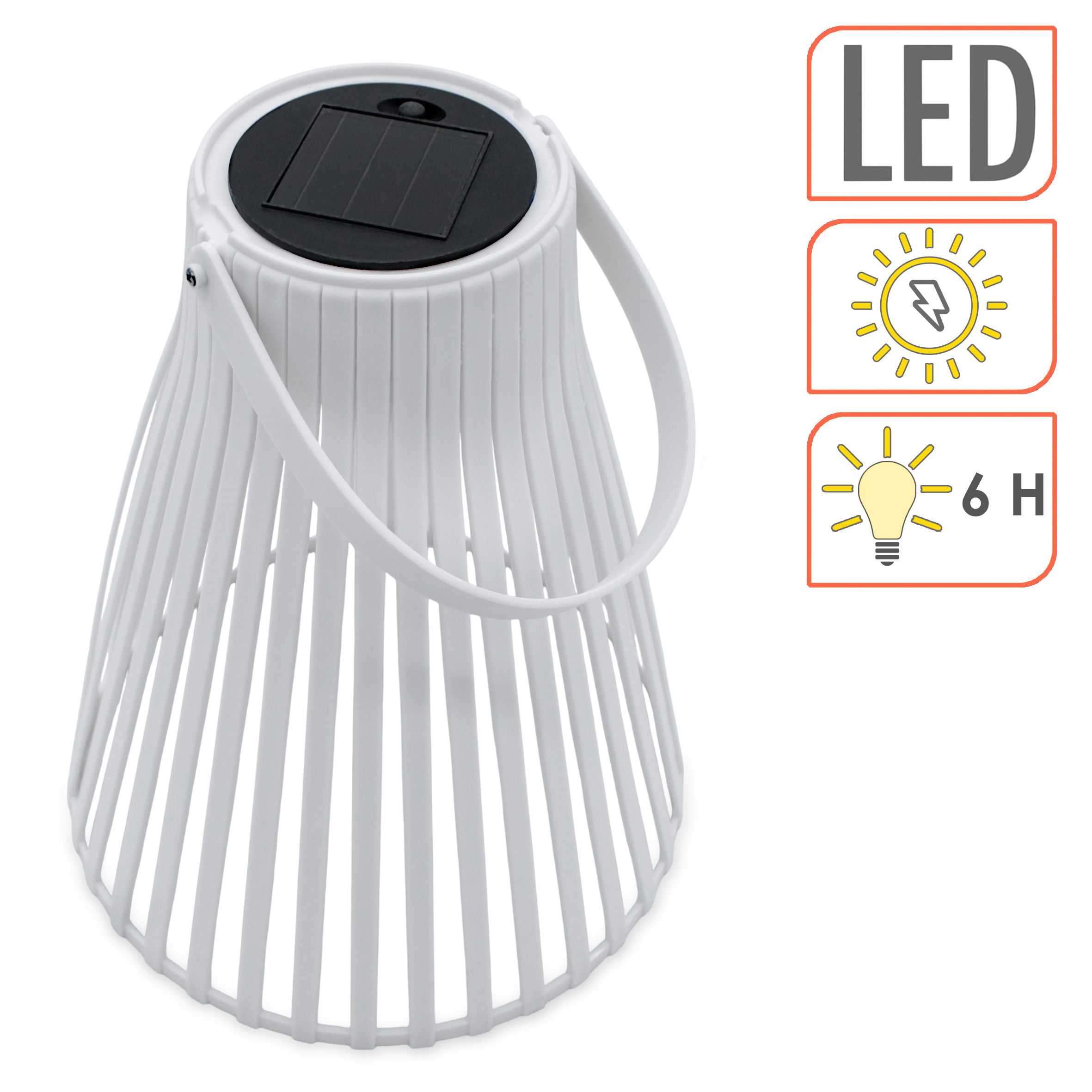 Solar LED Laterne weiß in Trichterform - 23 cm - Garten Hängeleuchte warmweiß für Außen und Innen