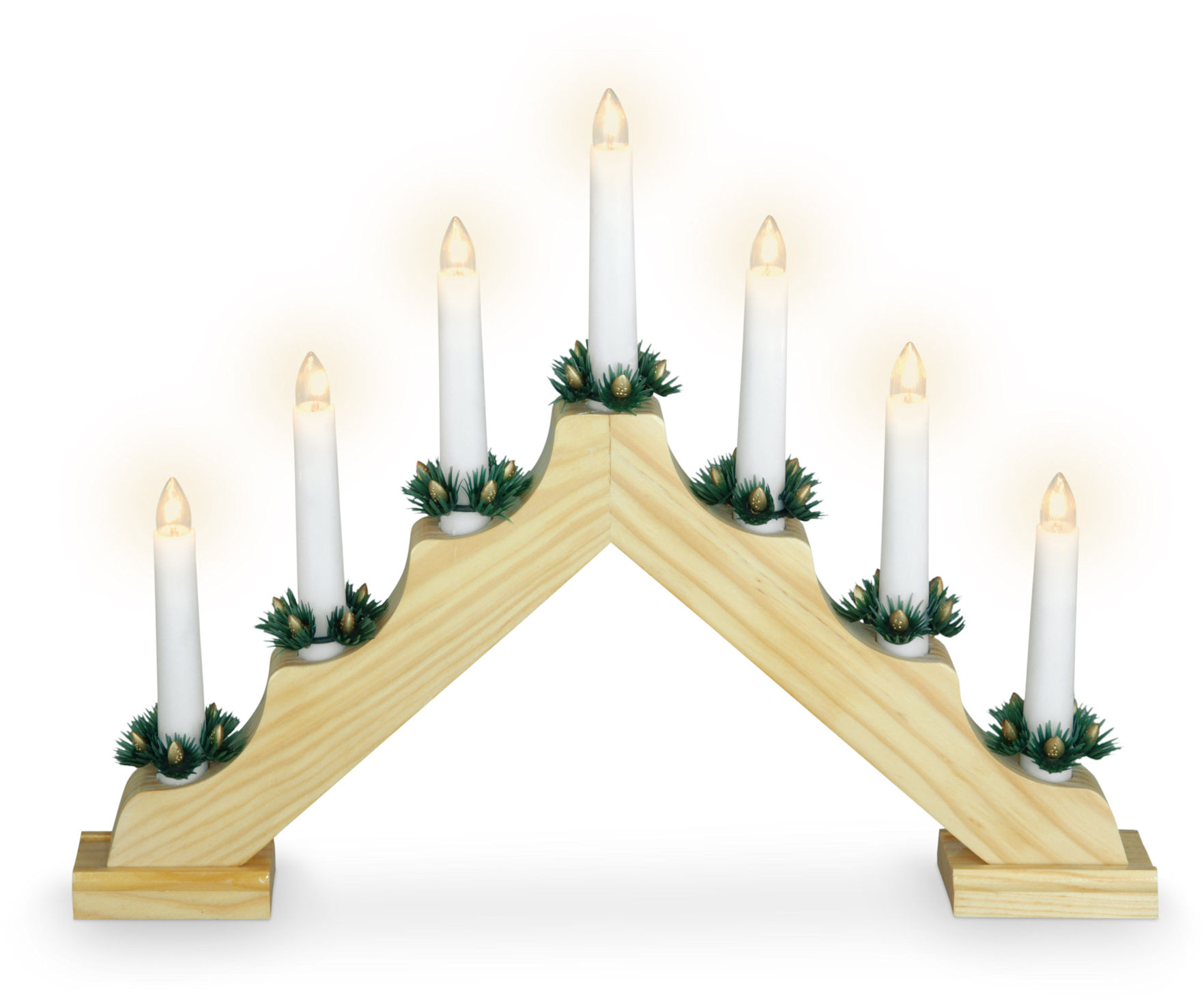 Holz Schwibbogen 7 LED Kerzen