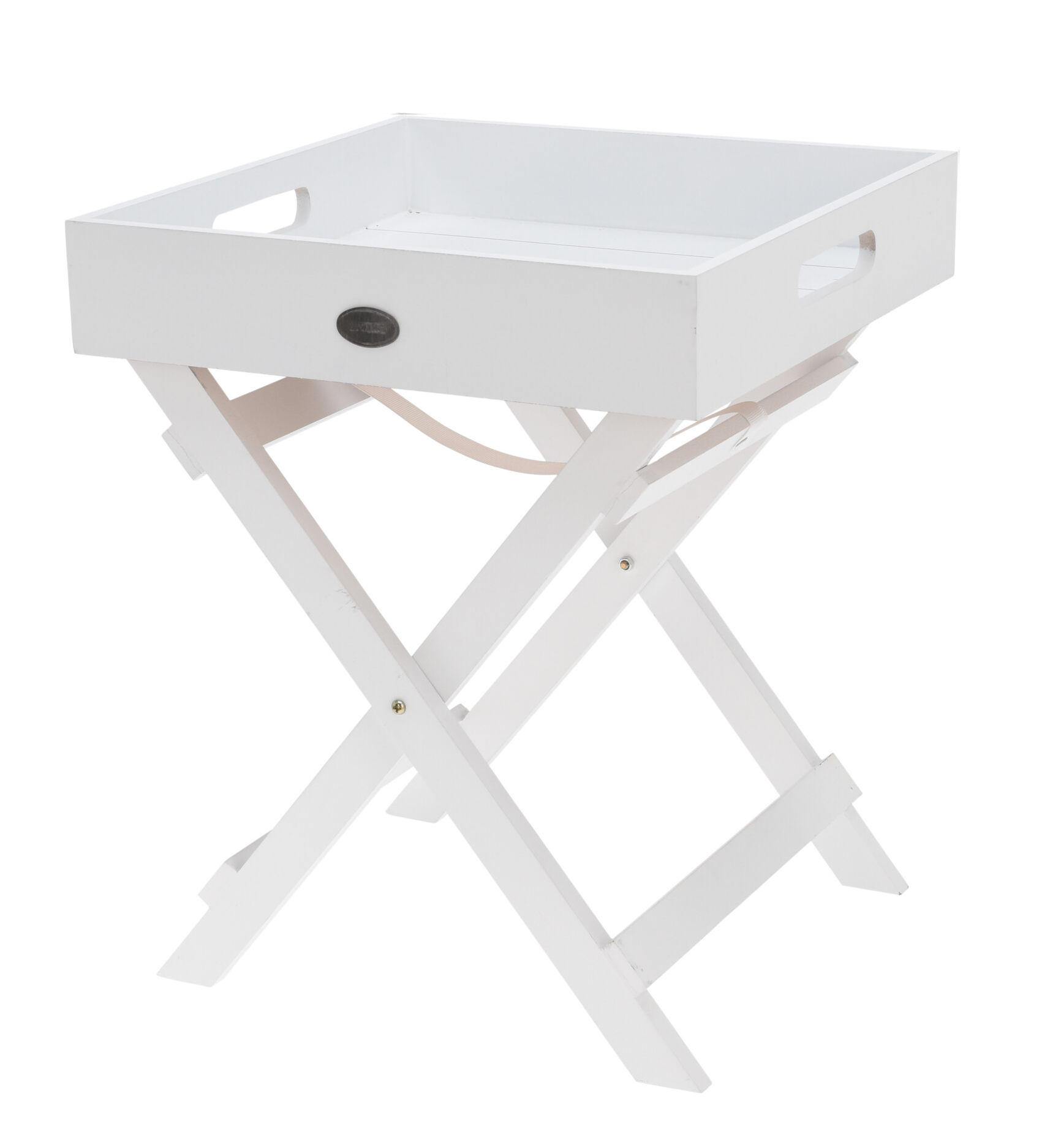 Holz Beistelltisch weiß mit abnehmbaren Tablett - 36 x 30 cm - klappbarer Deko Tisch 2-teilig 
