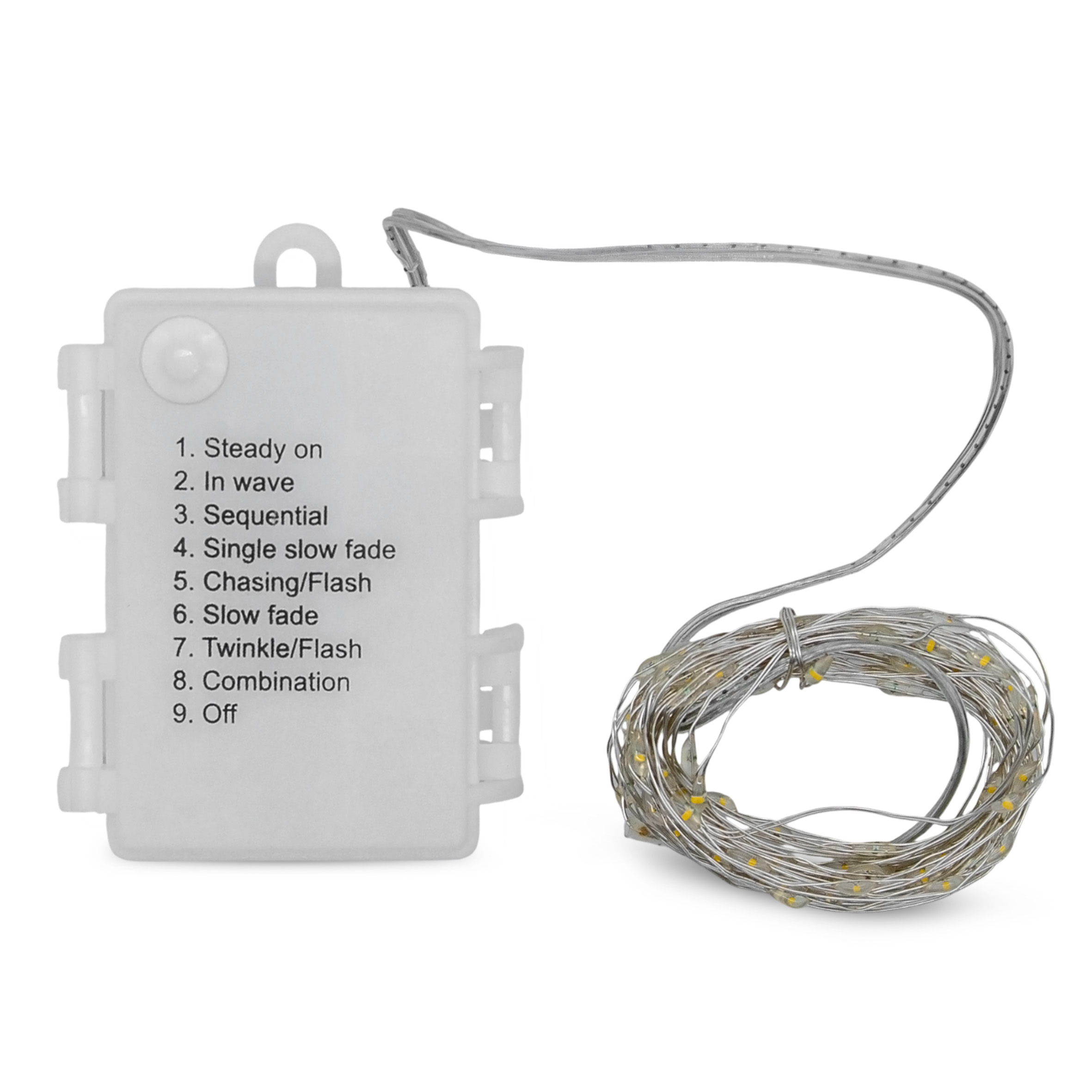 LED Draht Lichterkette 5 m - 100 LED / warmweiß - Deko Beleuchtung für Außen mit 8 Funktionen