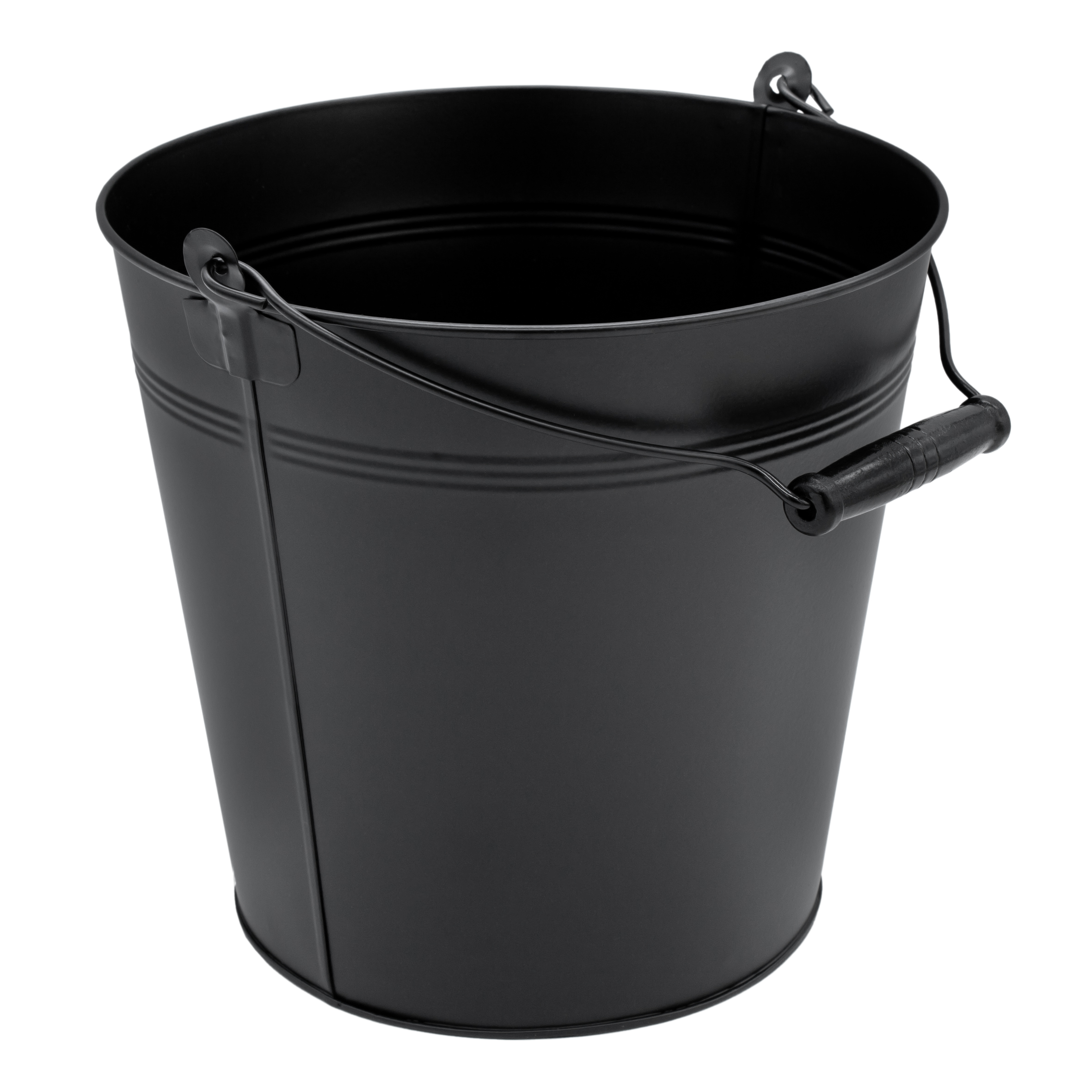 Deko Zinkeimer mit Holzgriff - schwarz / 10 L - Metall Eimer zum Bepflanzen oder Transportieren