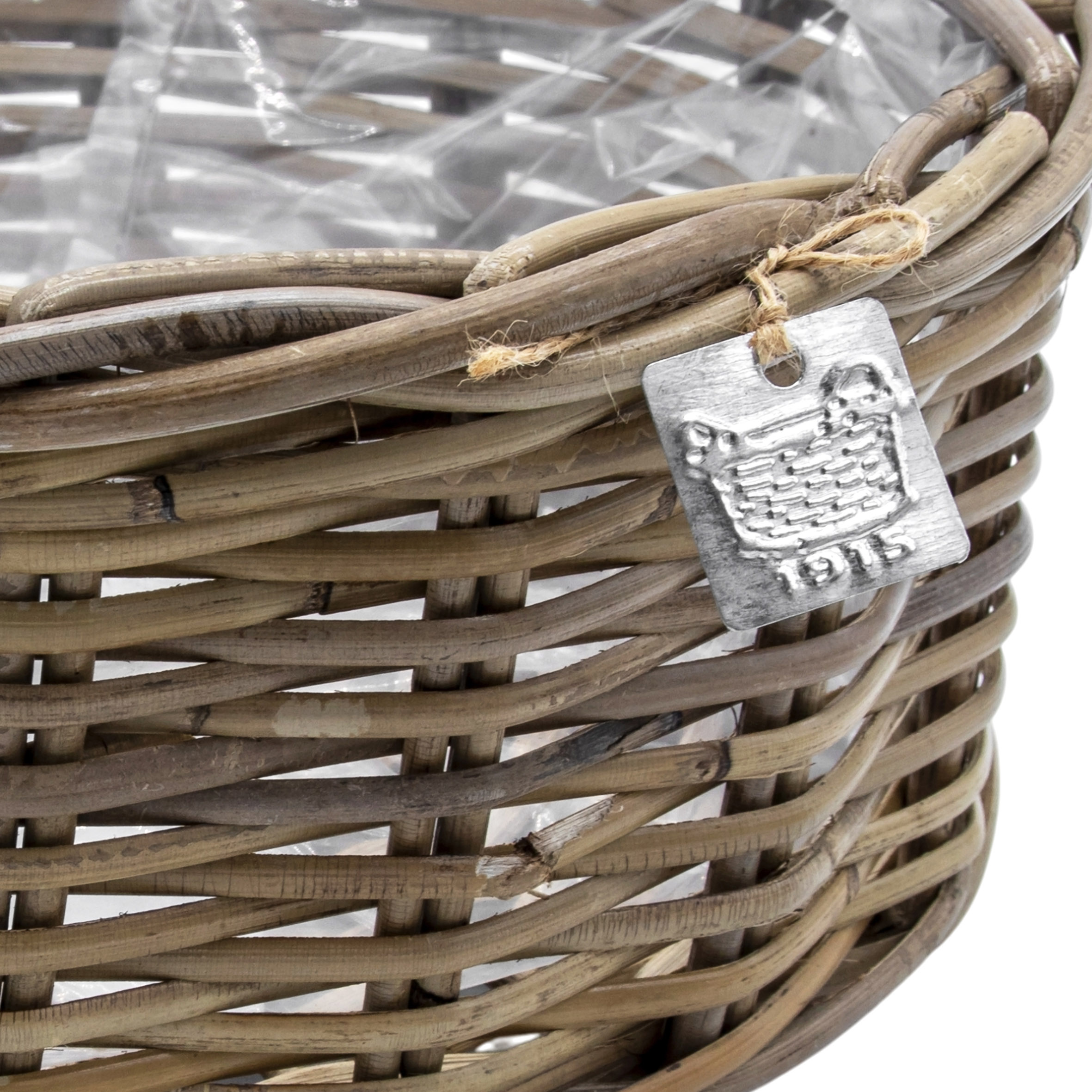 Pflanzschale aus Rattan im 3er Set - 30 / 26 / 21 cm - Blumentopf mit Folie ausgekleidet