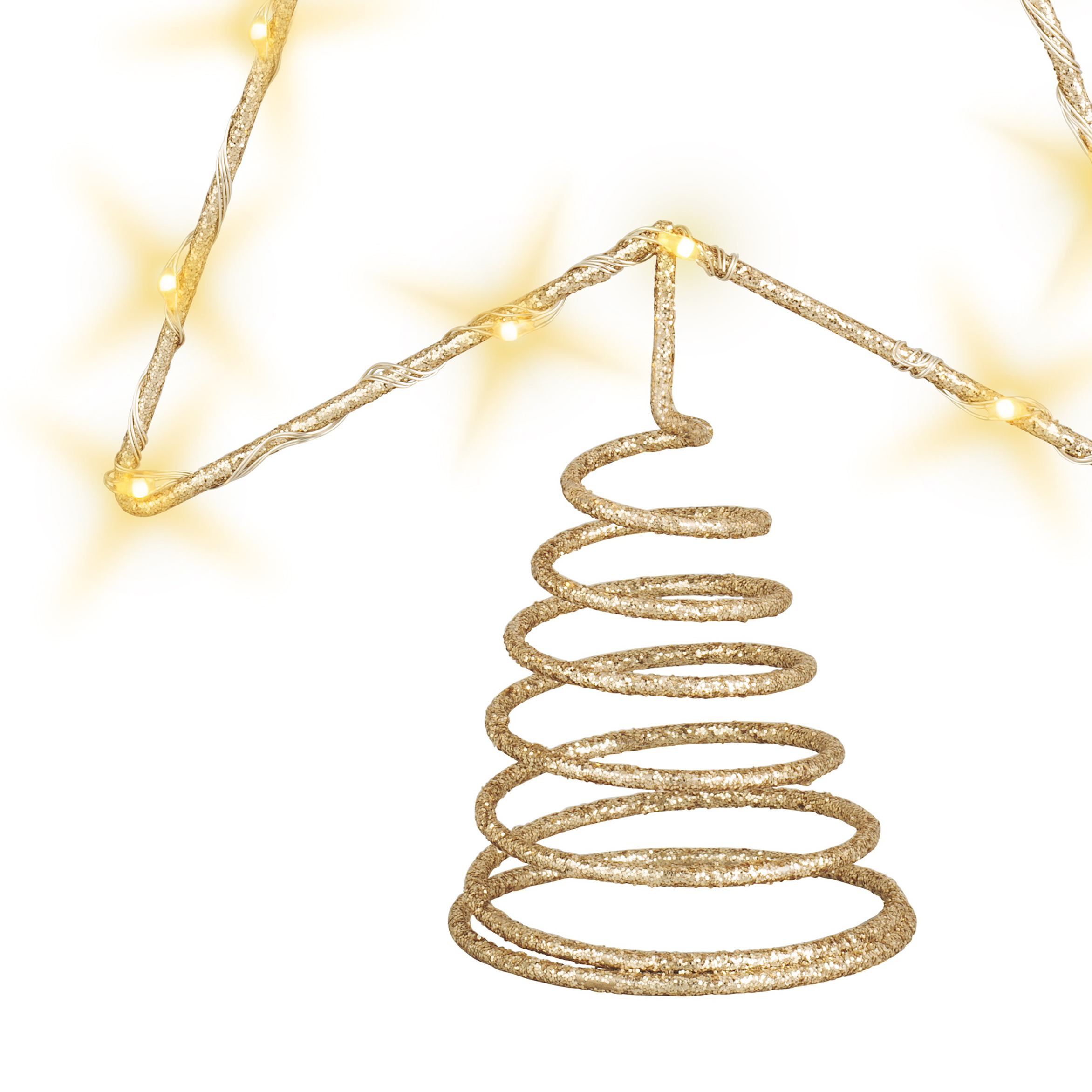 LED Weihnachtsbaum Spitze 27 cm warm weiß mit Timer - gold - Beleuchteter Stern für den Christbaum Batterie betrieben