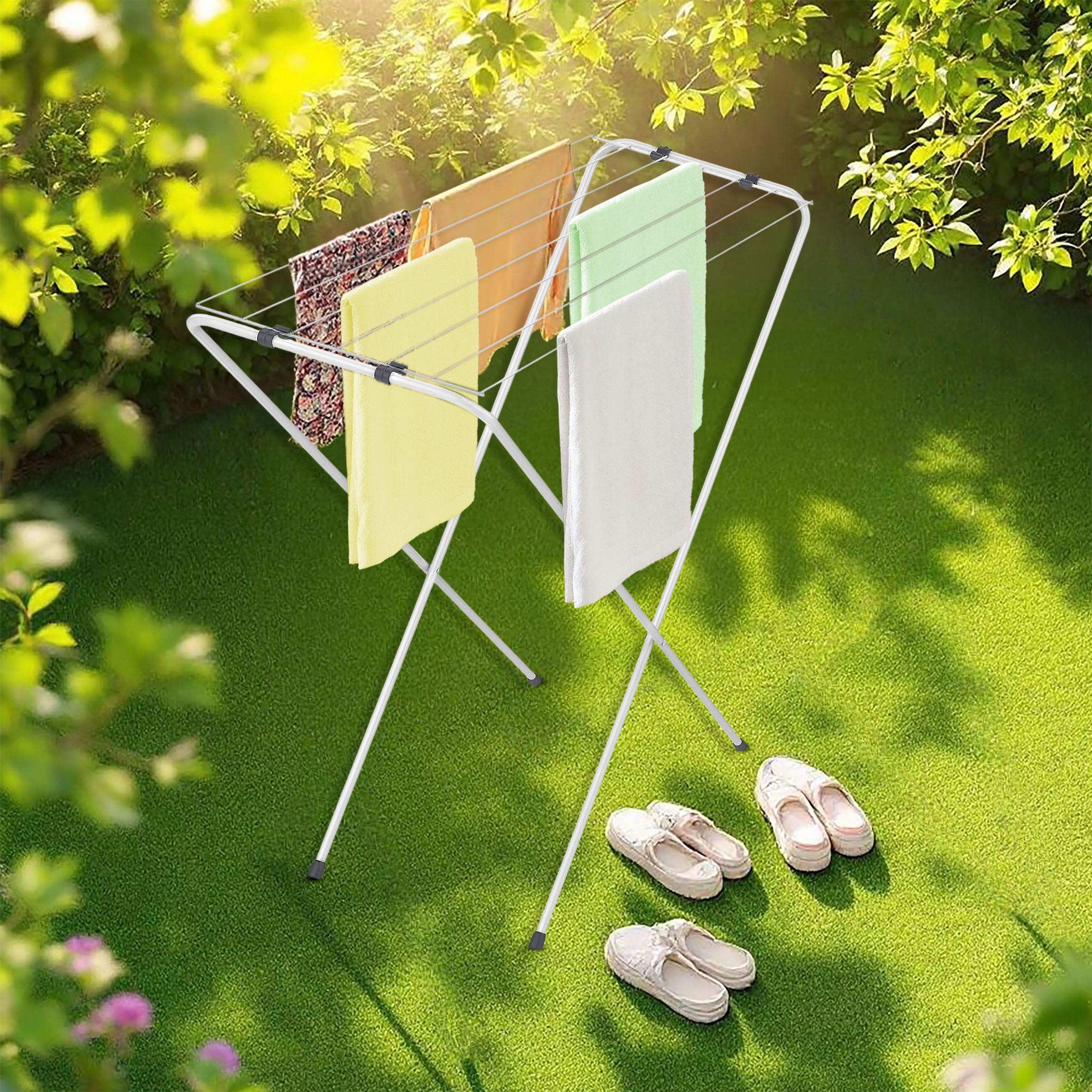 Wäscheständer klein klappbar 6 m Trockenlänge - 88 x 83 cm - Mini Wäschetrockner für wenig Platz
