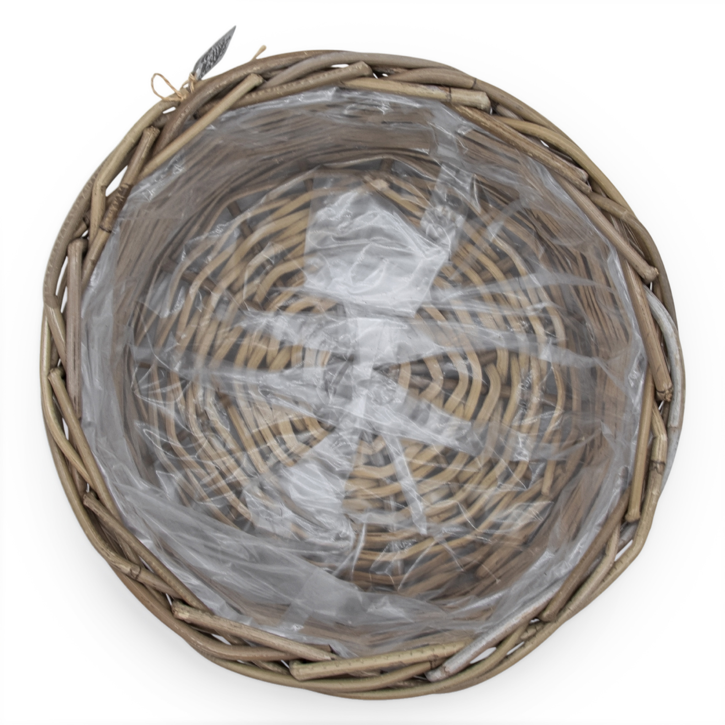 Pflanzschale aus Rattan im 3er Set - 30 / 26 / 21 cm - Blumentopf mit Folie ausgekleidet