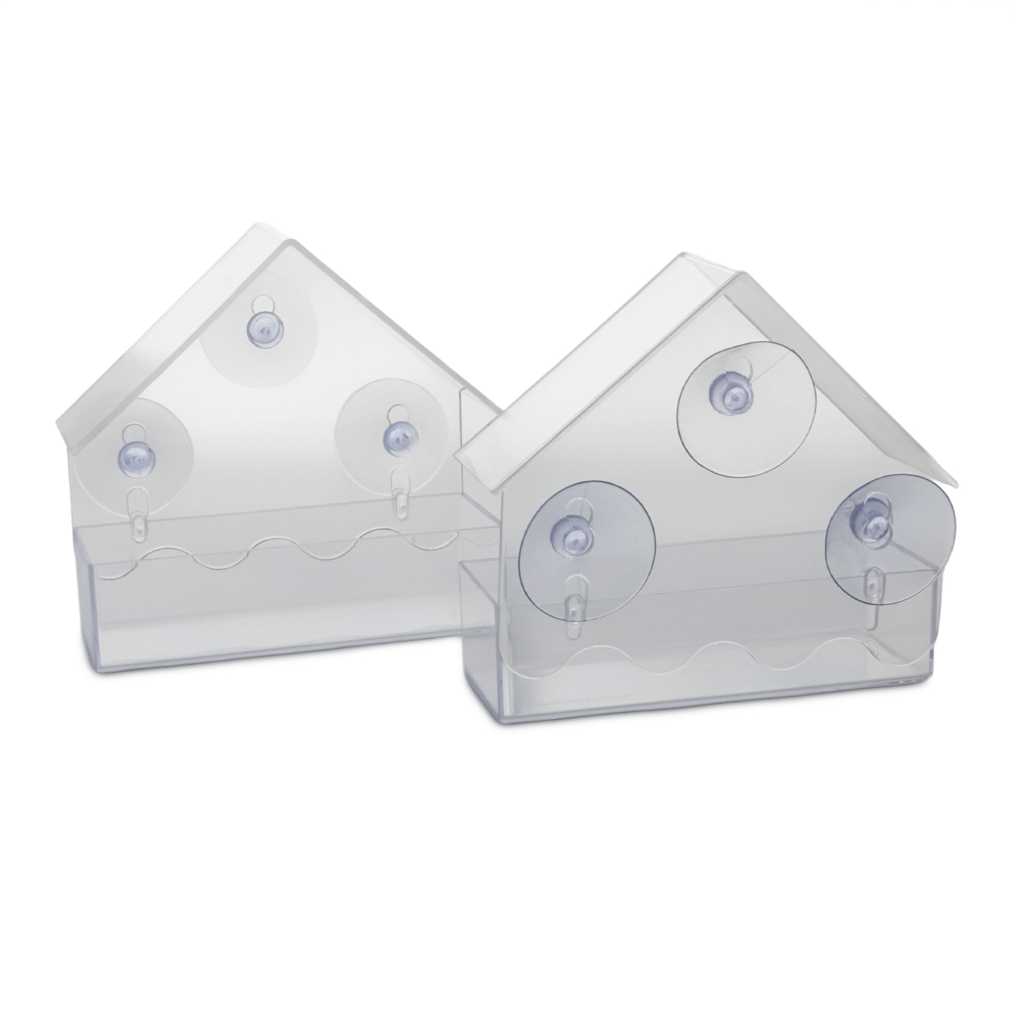 Fenster Futterhäuschen für Vögel 15 x 15 cm - 2er Set - Transparentes Vogelhäuschen mit Saugnäpfen