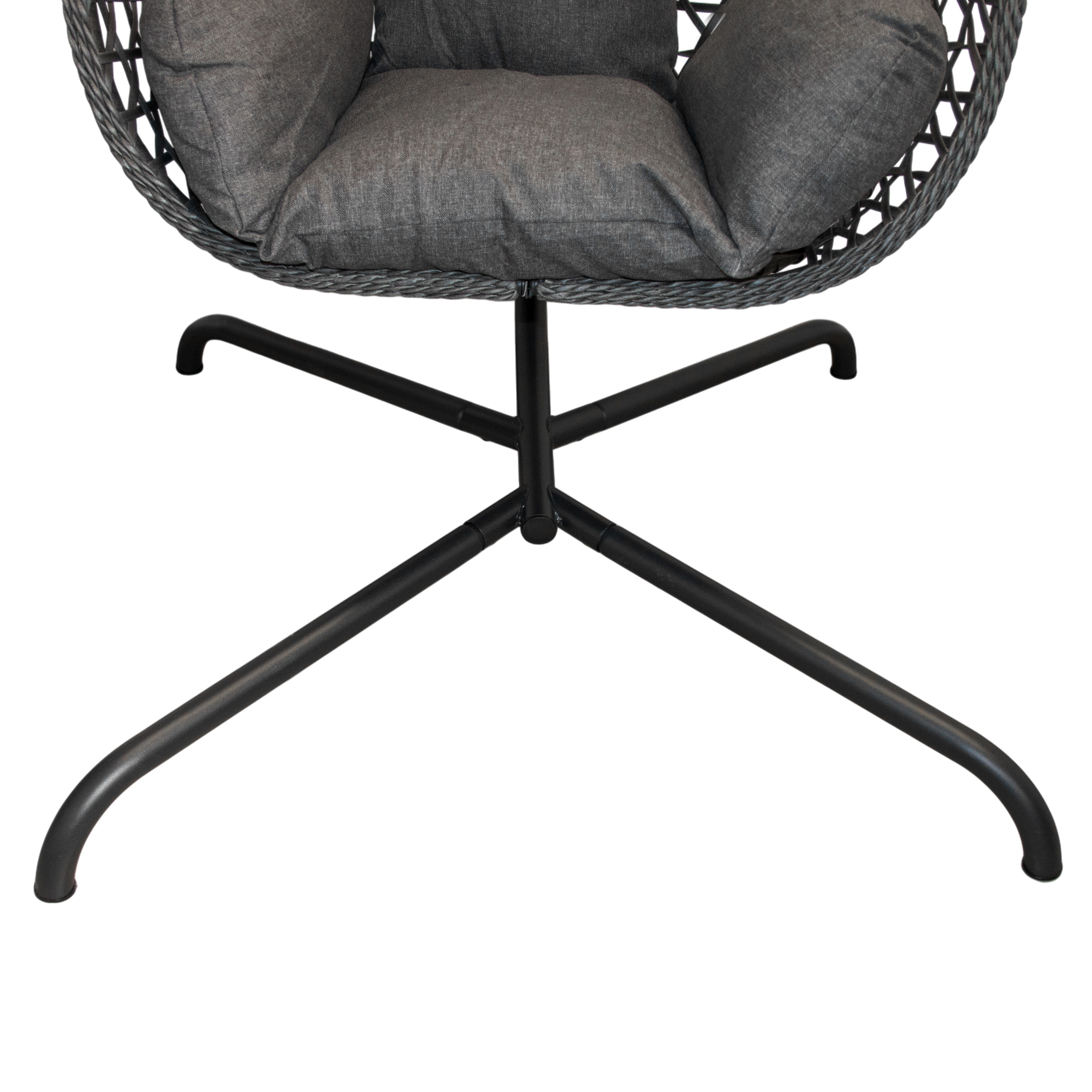 Outdoor Hängesessel mit Gestell und Standfuß 194 x 104 cm - anthrazit - Polyrattan Hängestuhl mit Sitz-und Kopfkissen für Außen und Innen
