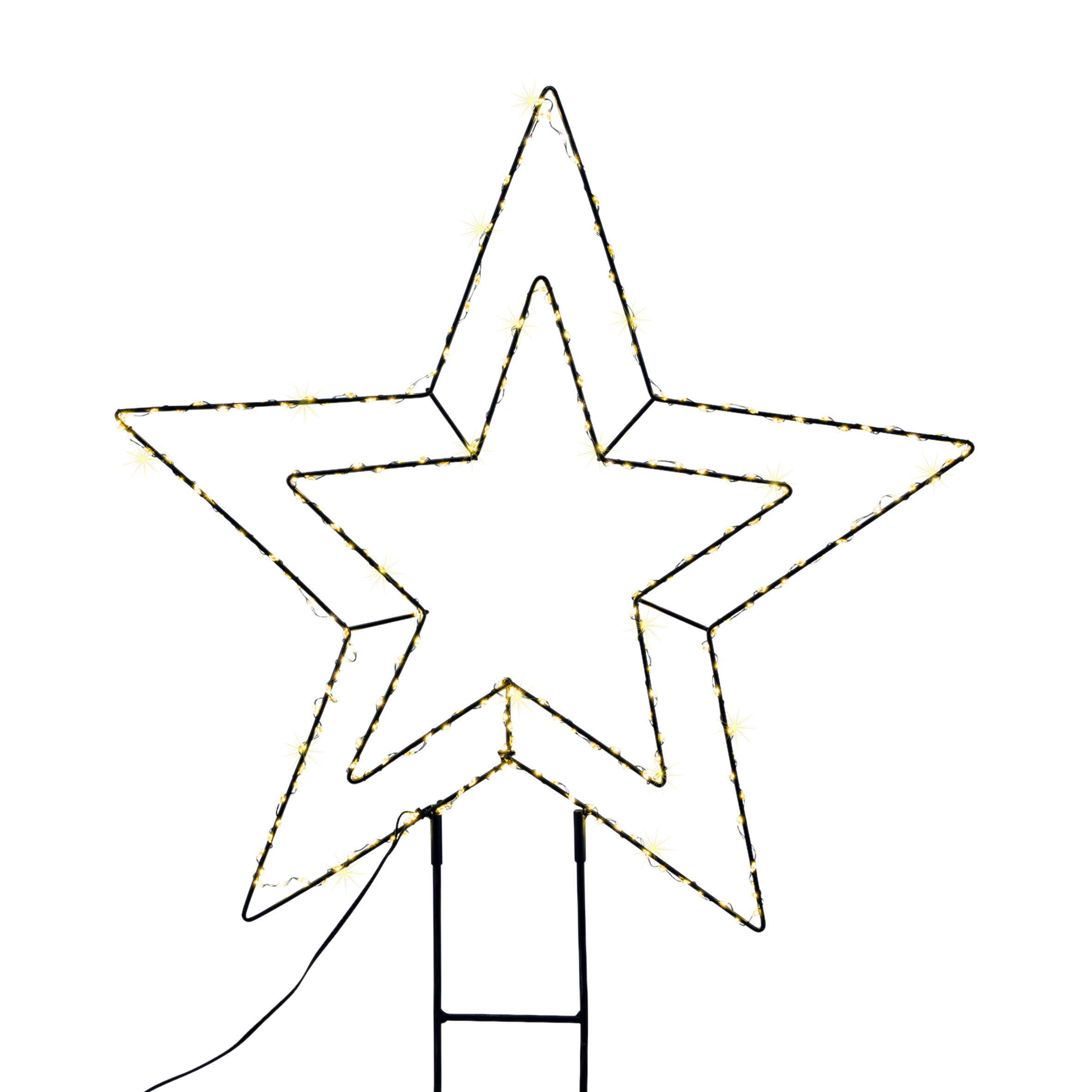 LED Gartenstecker Stern Silhouette mit Timer und Dimmer - 50 x 30 cm - Metall Schattenbild beleuchtet mit LED