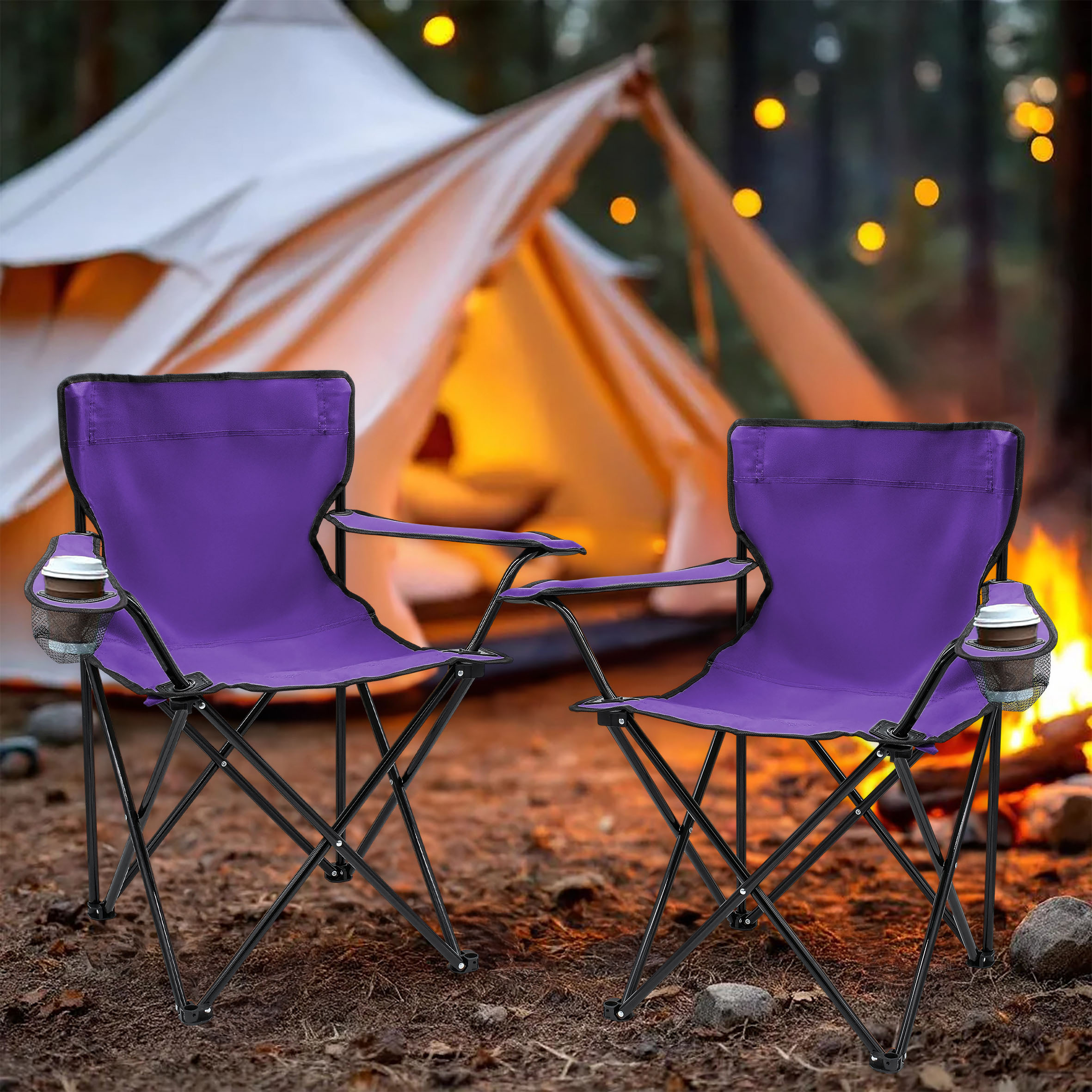 Campingstuhl mit Getränkehalter - 9 verschiedene Farben - Camping Strand und Garten Klappstuhl