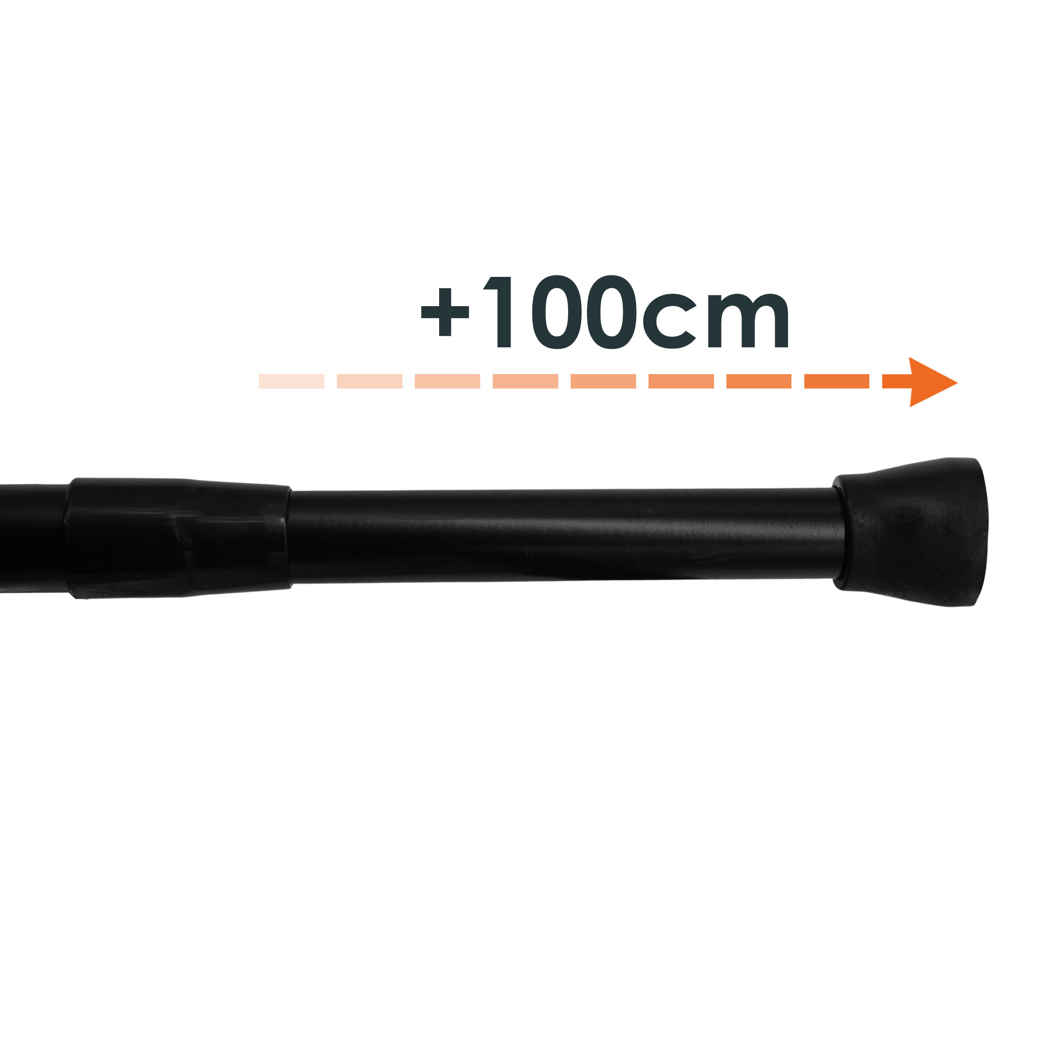 Duschvorhangstange ausziehbar in schwarz - 140 - 240 cm - Teleskopstange zum Einklemmen für Dusche, Lichterketten und Girlanden
