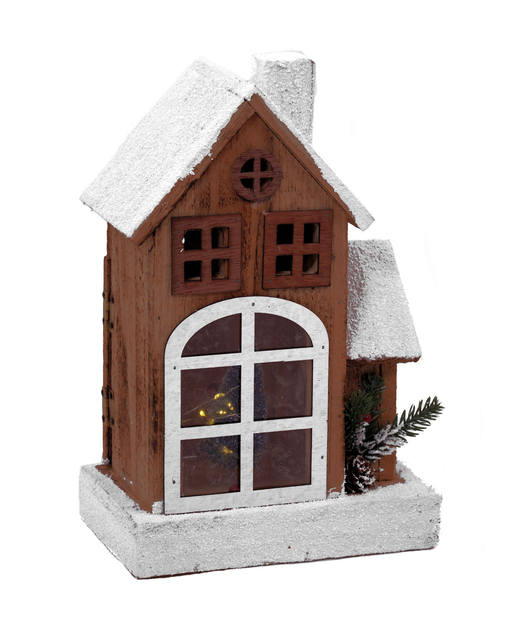 Haus mit Schneedach + LED - Weihnachtshaus 19 x 29 cm