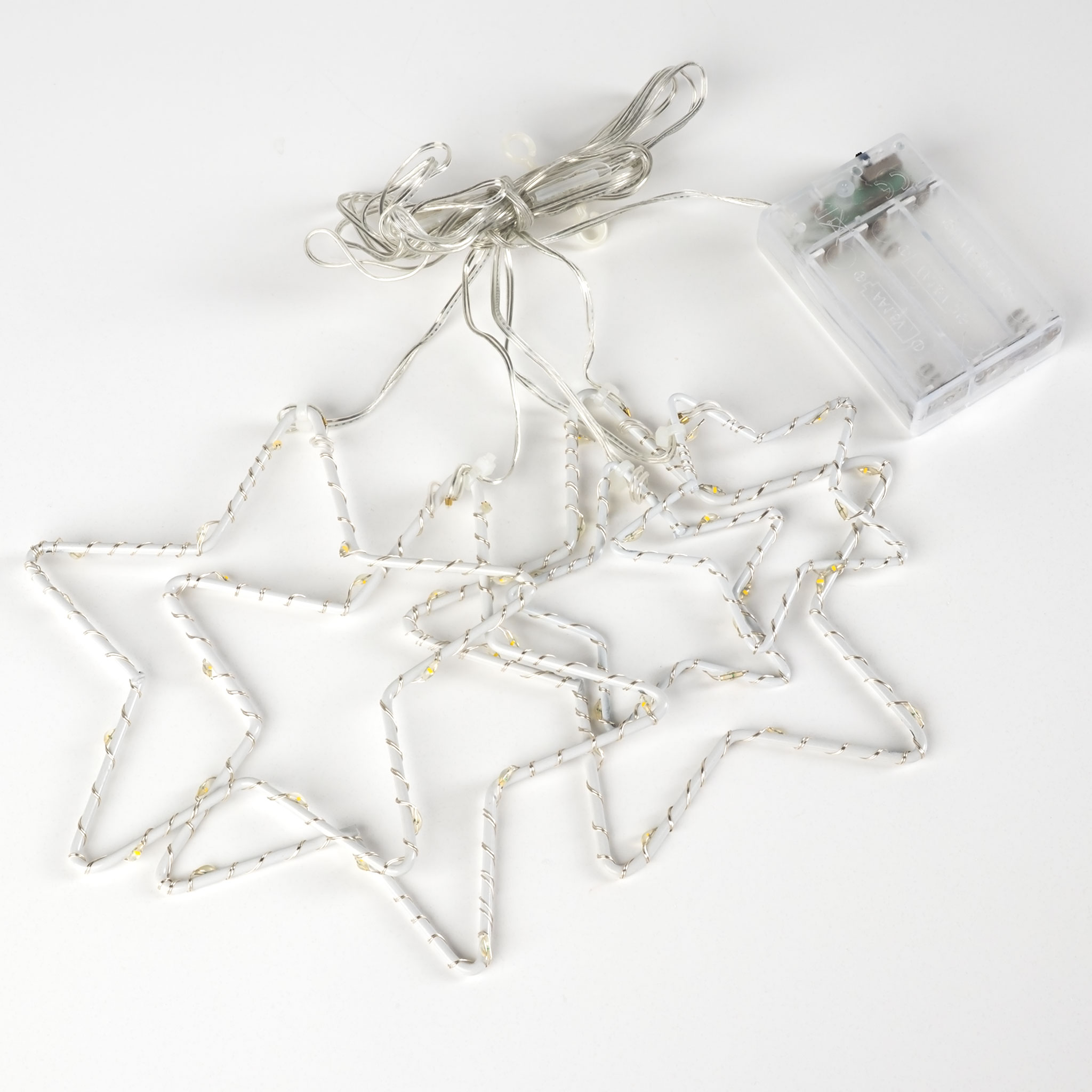 LED Lichtervorhang mit 5 Metall Sternen warm weiß - 120 x 30 cm - Weihnachts Lichterkette mit Timer Funktion