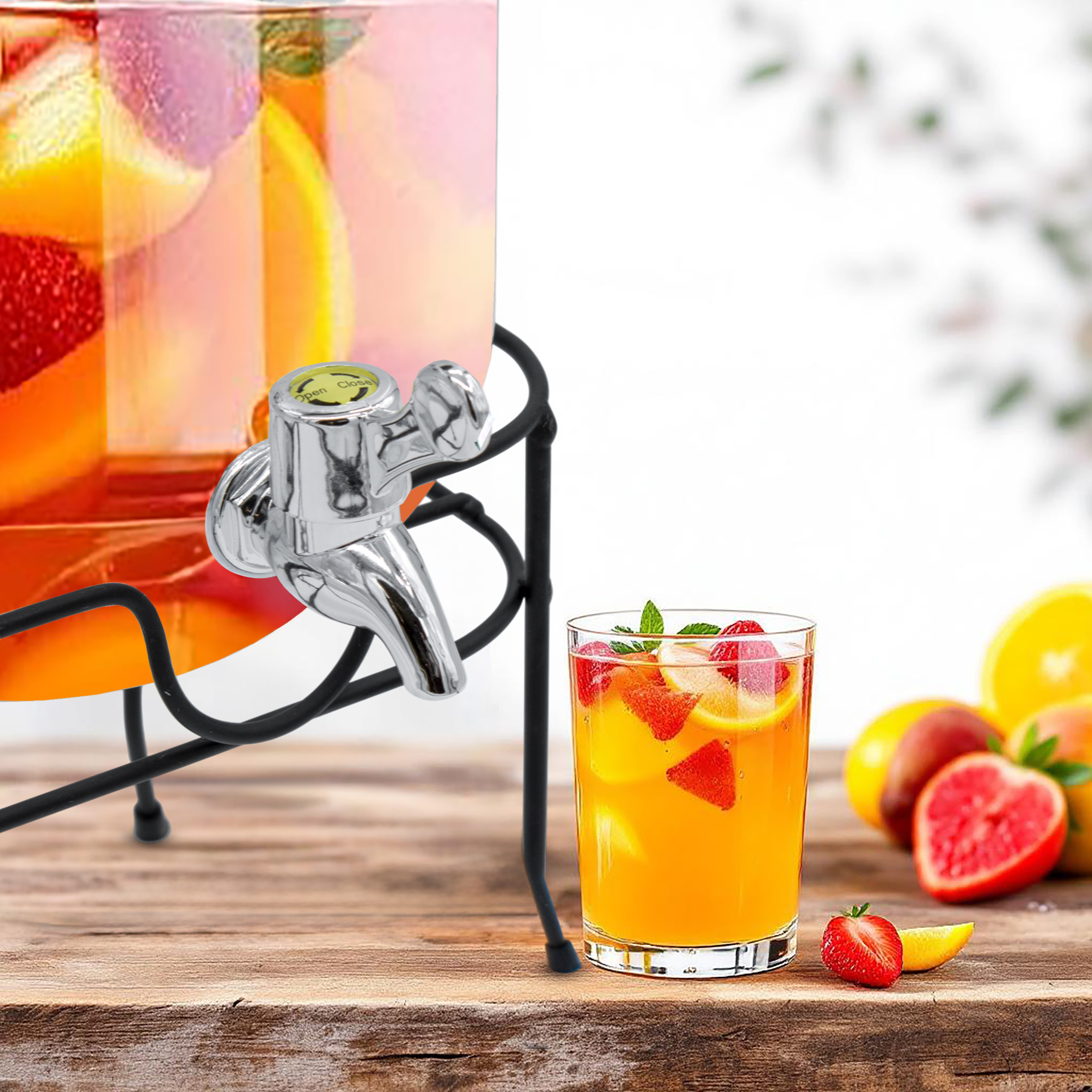 Glas Getränkespender mit Zapfhahn - 2er Set / je 4 Liter - Wasser Spender mit Beschriftungsfeld