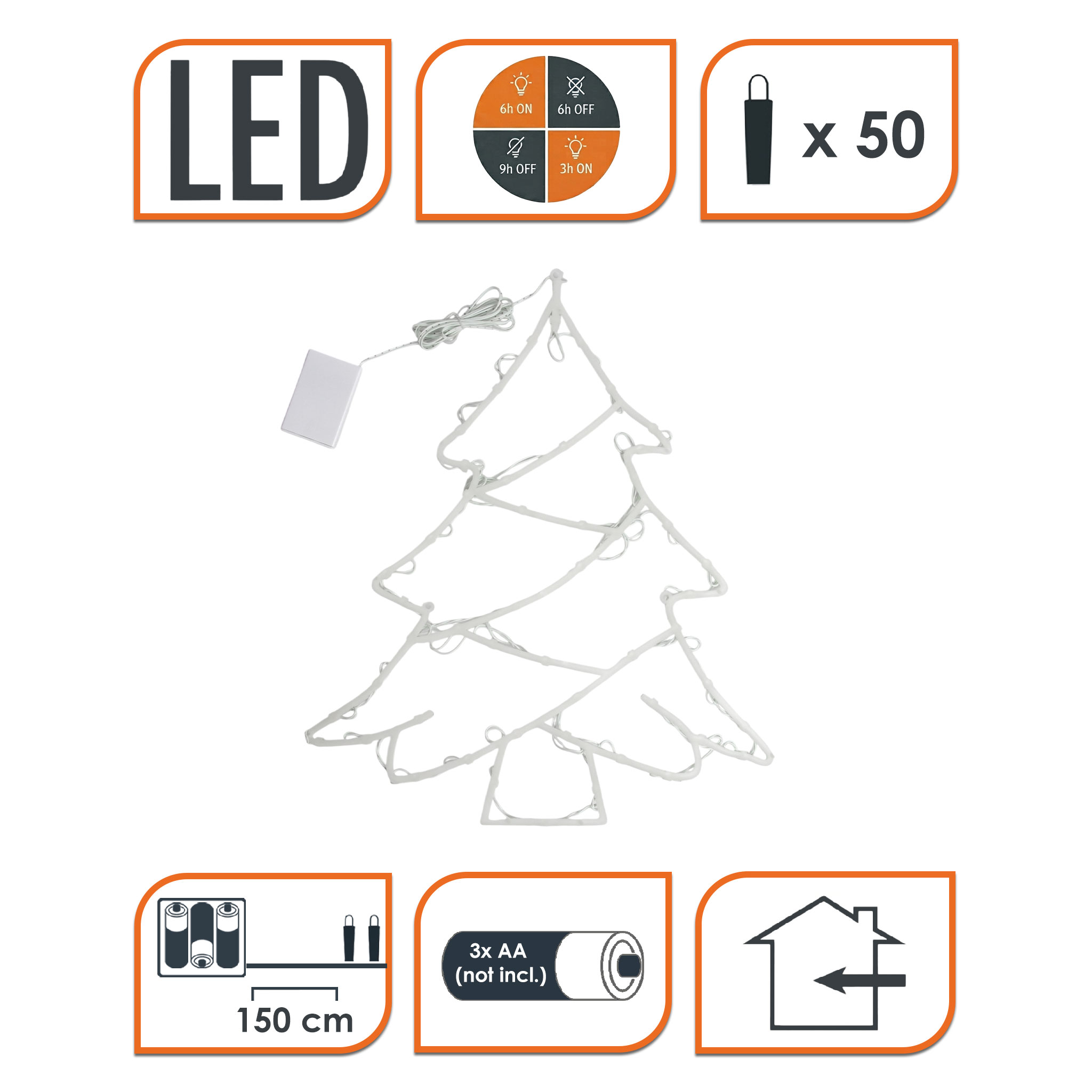 LED Fenster Silhouette mit Dual Timer - 4 Motive in 2 Größen - Deko Weihnachts Beleuchtung Batterie betrieben