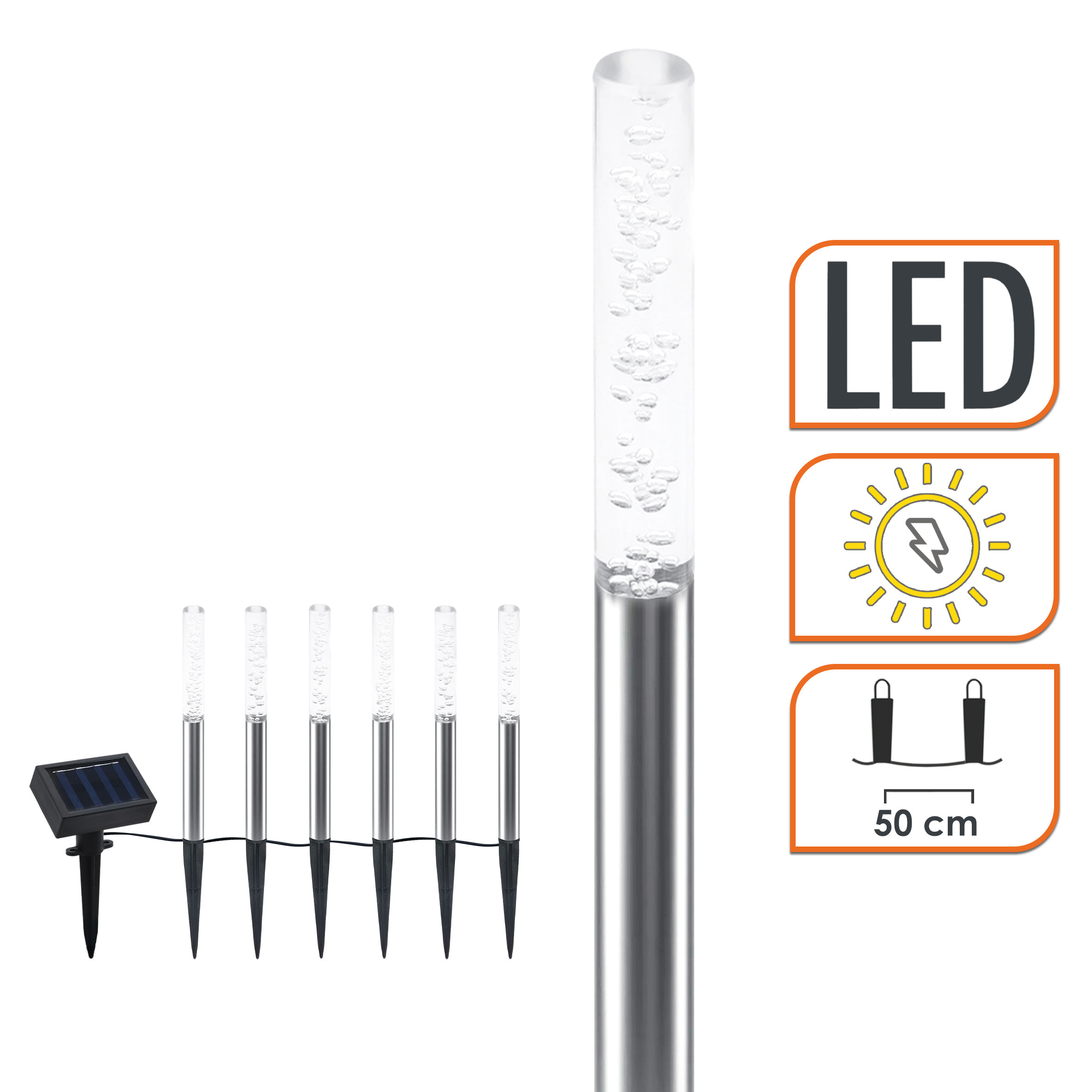 LED Solar Leuchten Bubbles - 6er Set - Garten Steckleuchten mit Farbwechsel