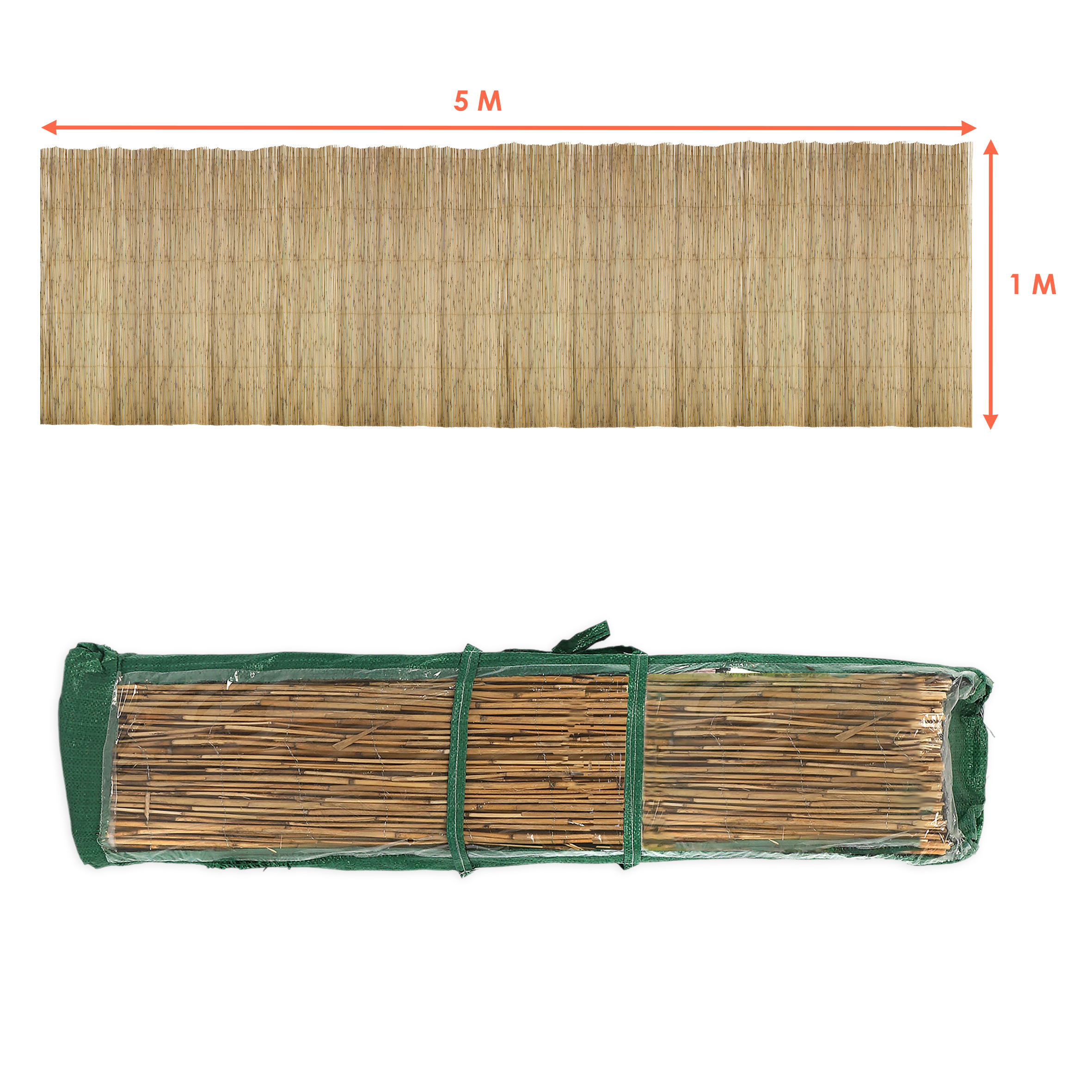 Sichtschutz Matte aus natürlichem Schilf - 500 x 100 cm - Schilfrohr Windschutz Zaun blickdicht