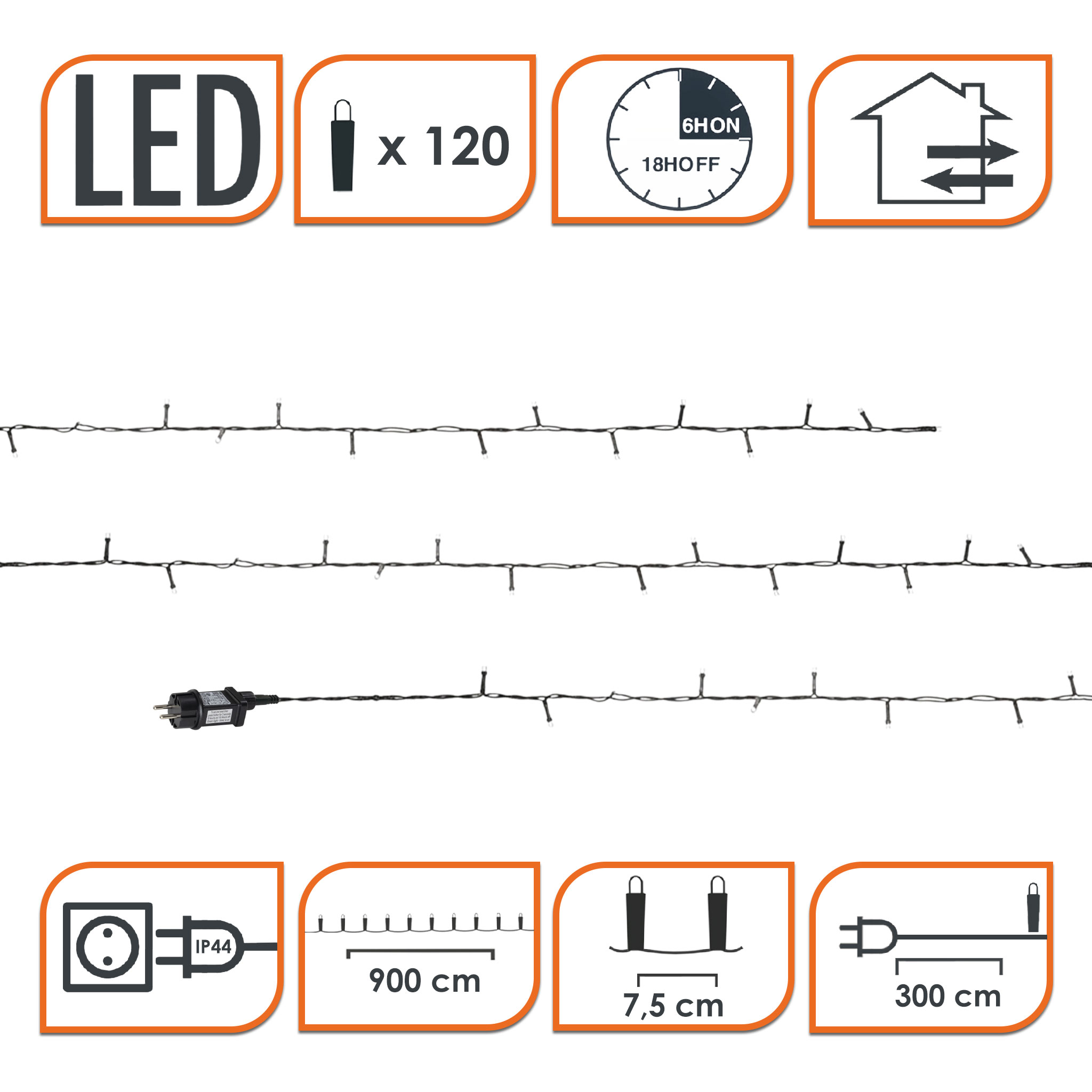LED Weihnachts Lichterkette warm weiß - 8 Längen / 40-720 LED - Garten Deko Beleuchtung