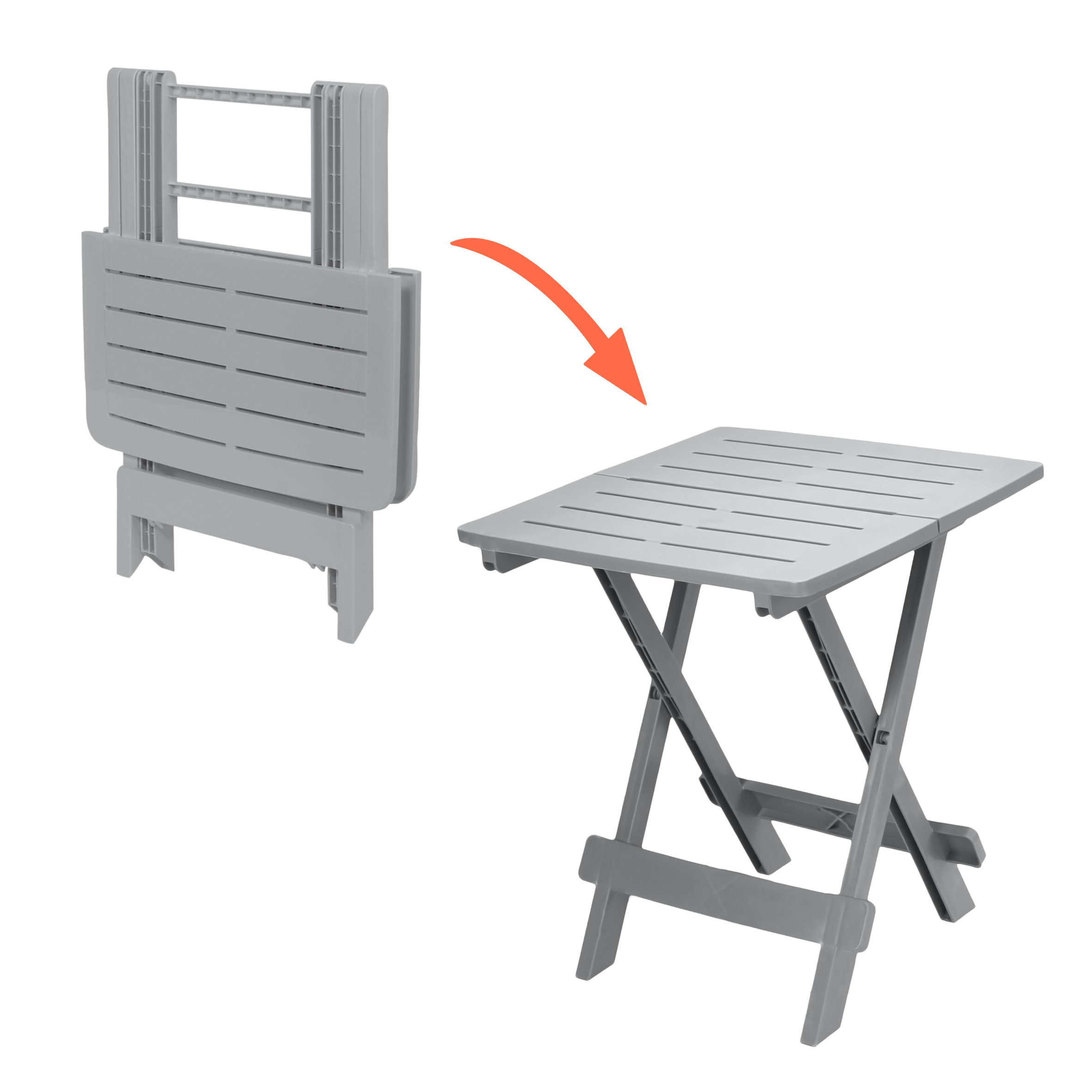 Klapptisch grau - 72 cm - Kunststoff Garten Beistelltisch