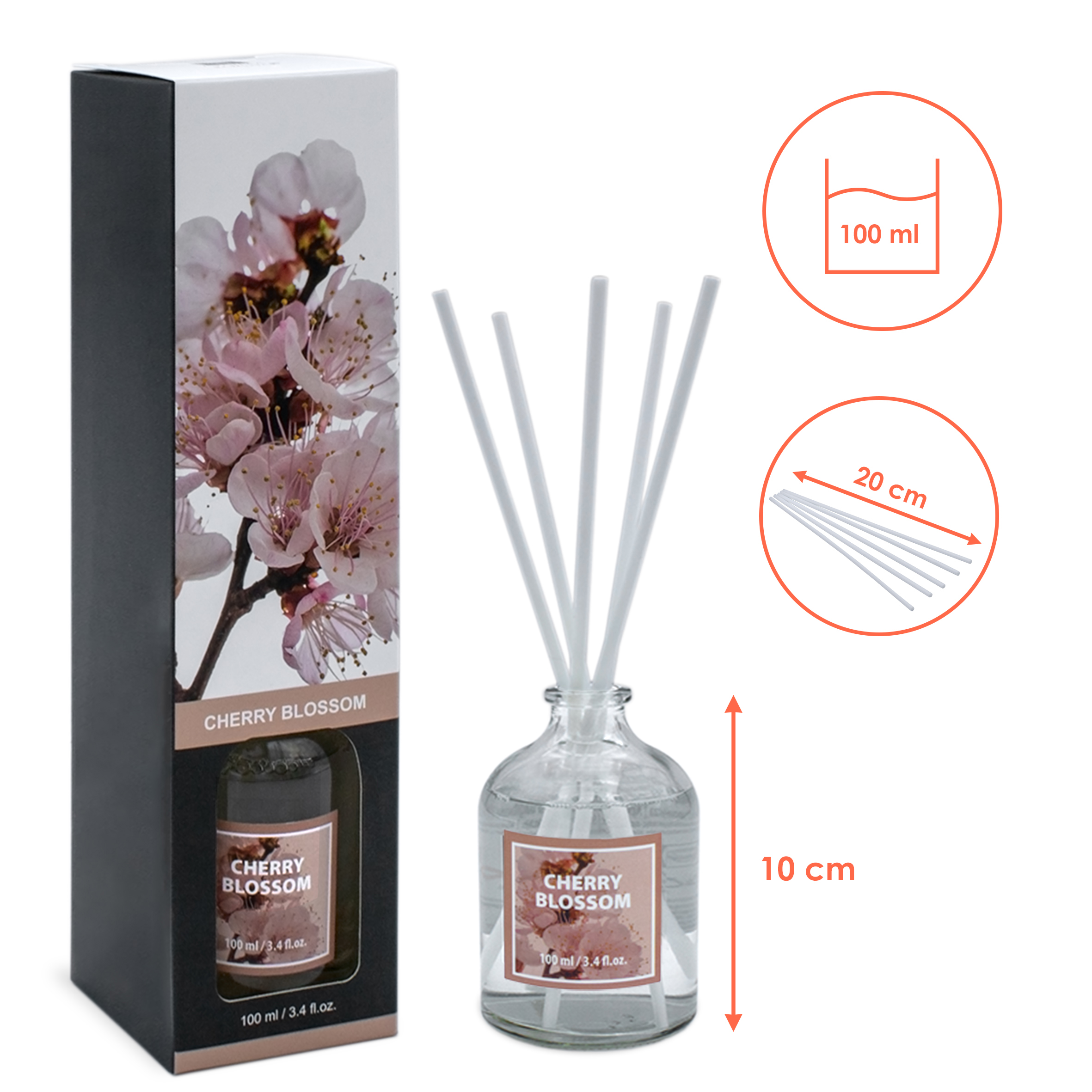 Raumduft mit Diffuser Sticks in 6 verschiedenen Düften - 6er Set - Duftdiffuser 100 ml mit 5 Stäbchen