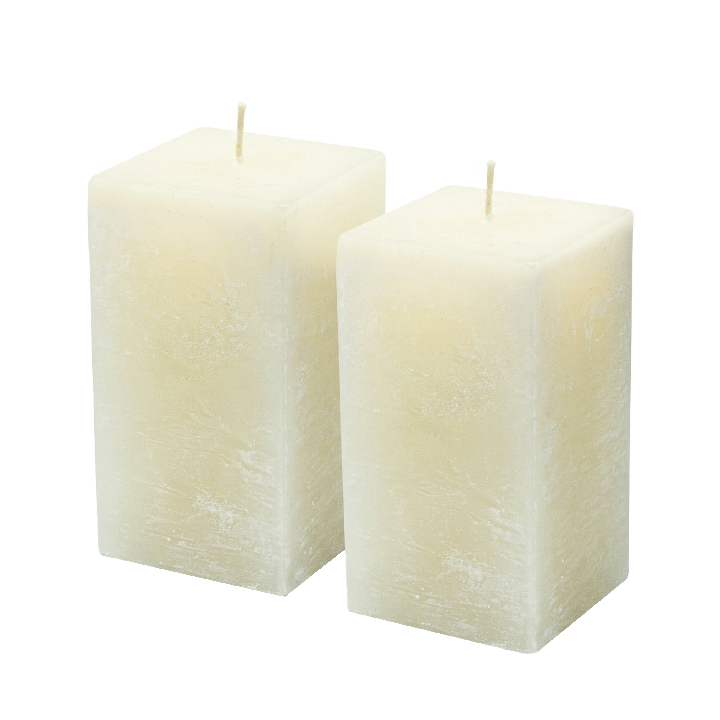 Echtwachs Stumpenkerze rustikal 2er Set 13 x 7 cm - creme - Advents Kerze unparfümiert 65 Stunden Brenndauer