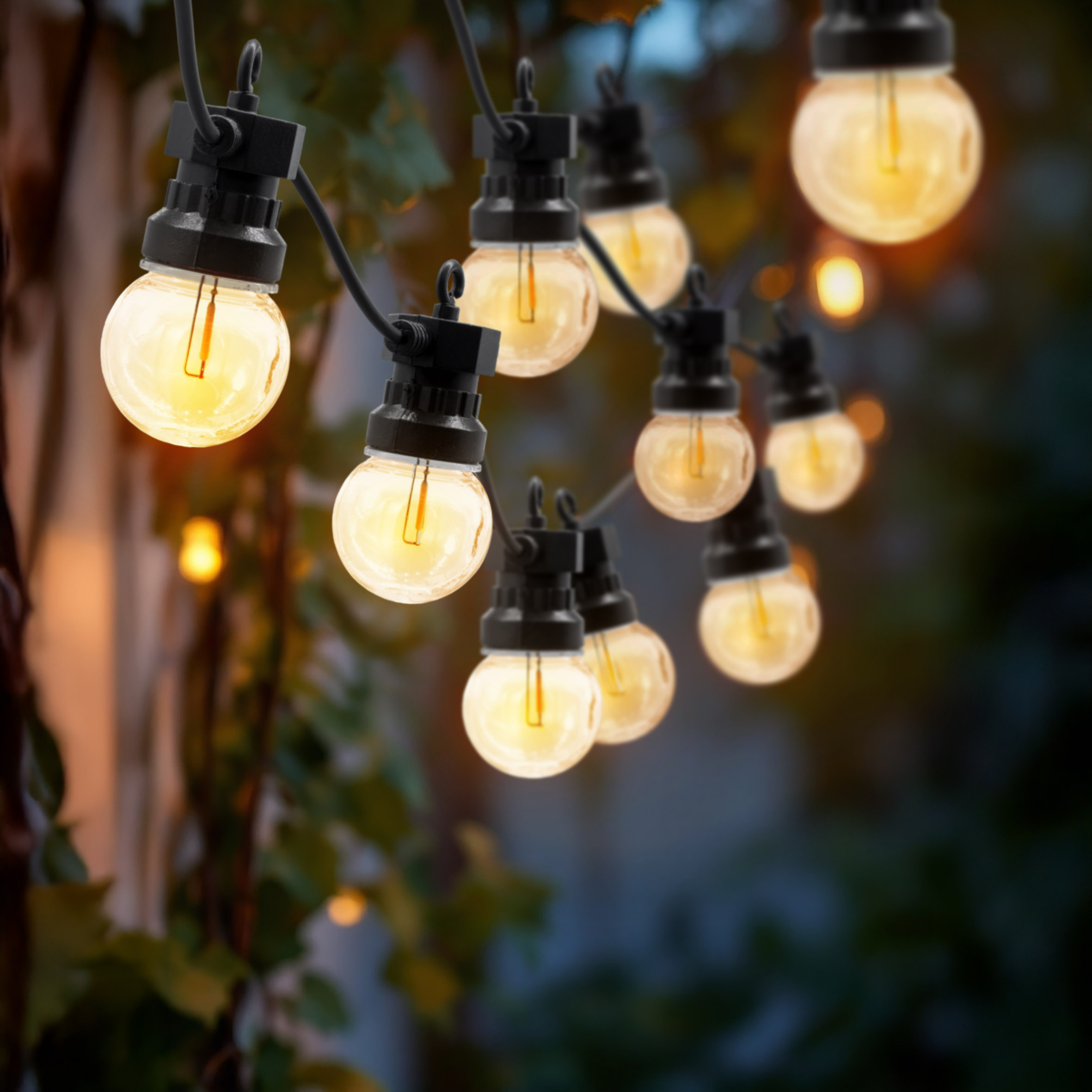 LED Außen Lichterkette 20 LED Glühbirnen mit Timer - 950 cm
