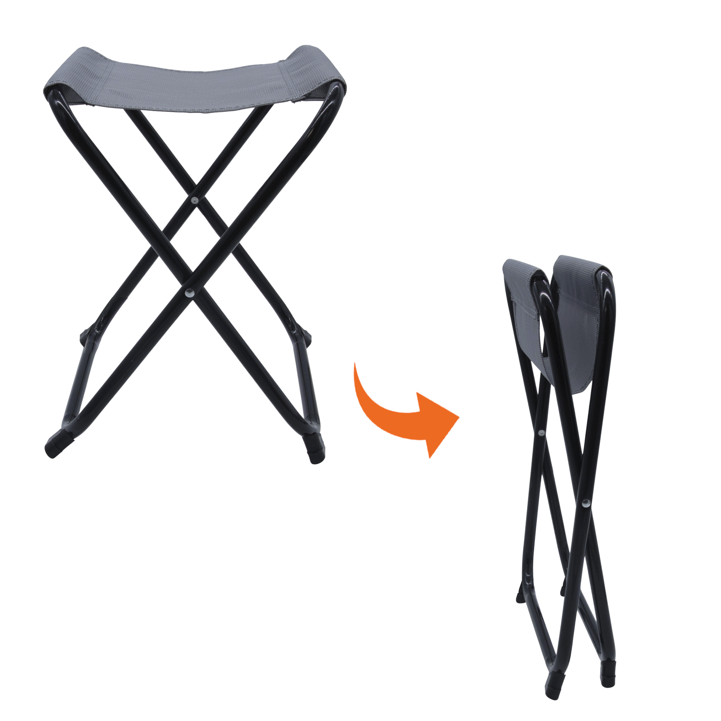 Metall Klapphocker grau - 36 x 32 cm - Faltbarer Angel und Camping Hocker