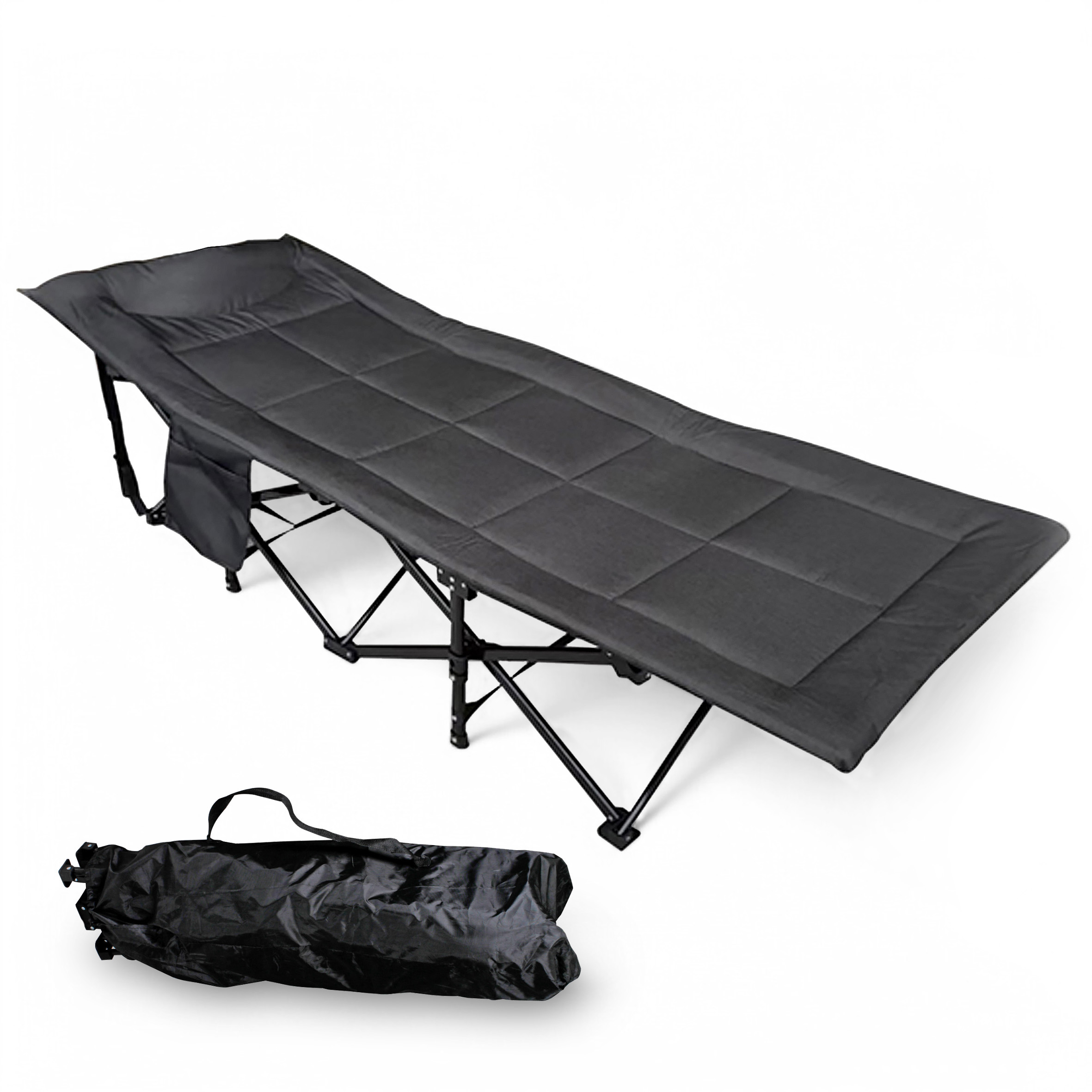 Klappbares Reisebett mit gepolsteter Liegefläche in anthrazit ca. 190 x 67 cm inklusive Tragetasche
