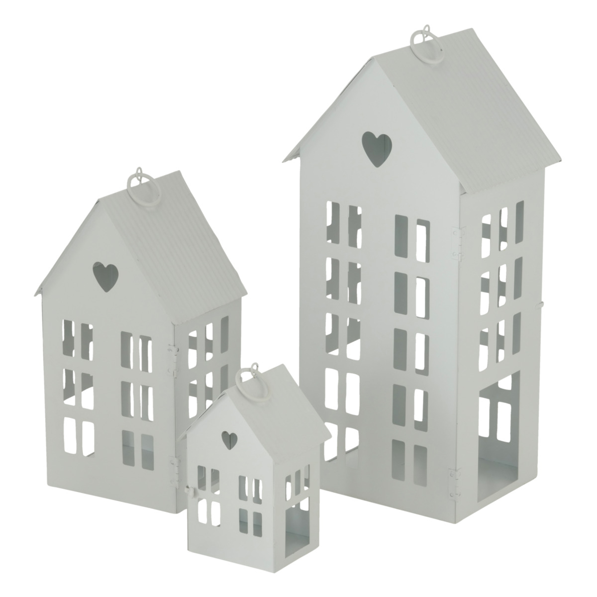Metall Laterne 3er Set 35 / 24 / 13 cm - Farbe wählbar