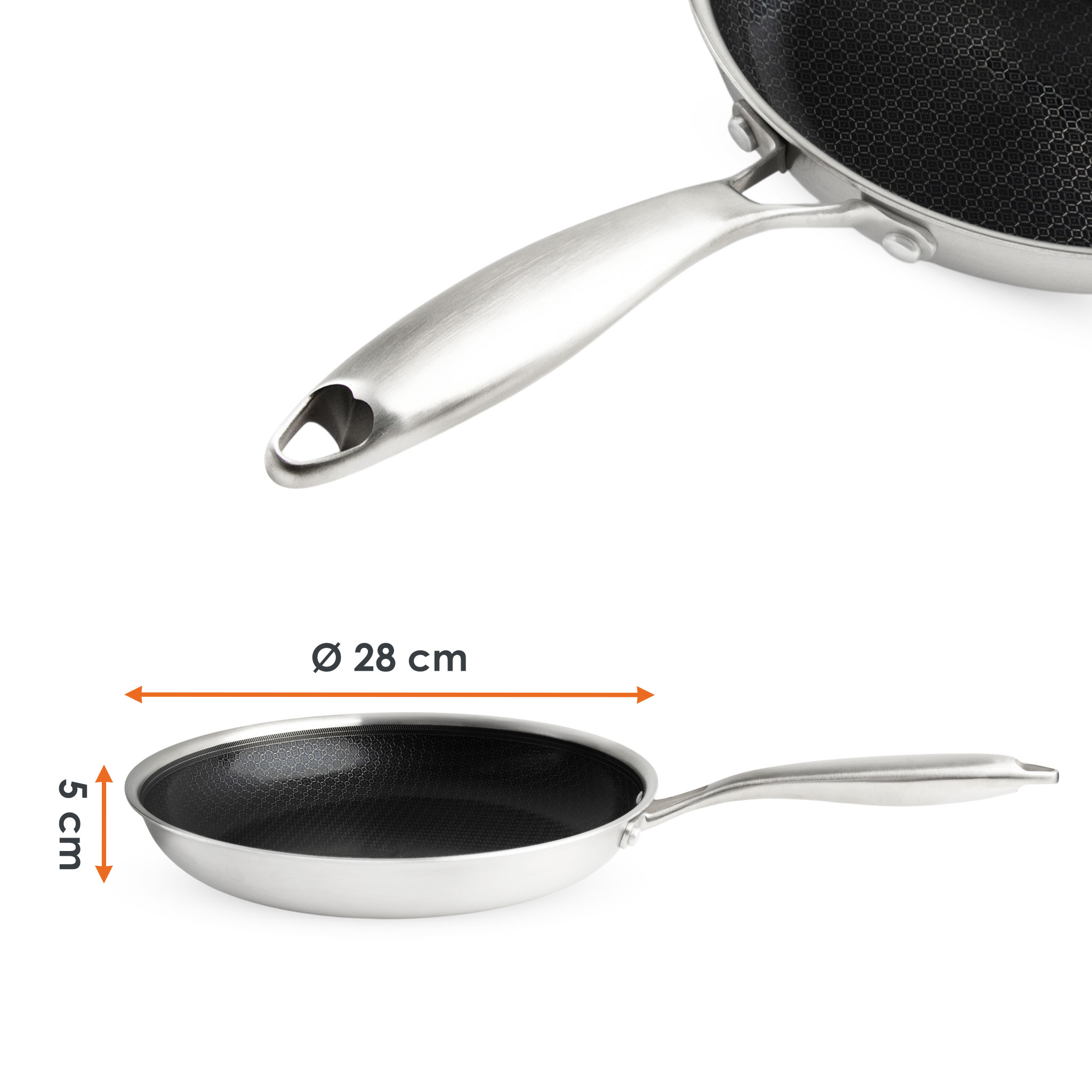 Premium Antihaft Induktion Wabenpfanne PFAS-frei - 28 cm - Keramik Bratpfanne kratzfest mit Aluminiumkern