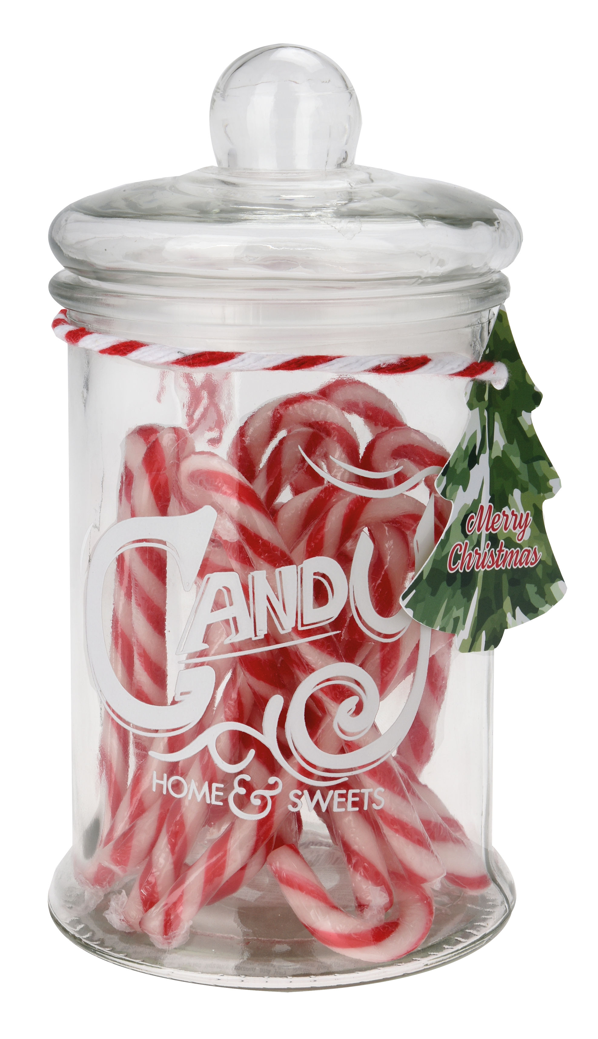 Vorratsglas mit 35 Stück Zuckerstangen - essbar / Erdbeer Geschmack - Dekoratives Süßigkeiten Glas