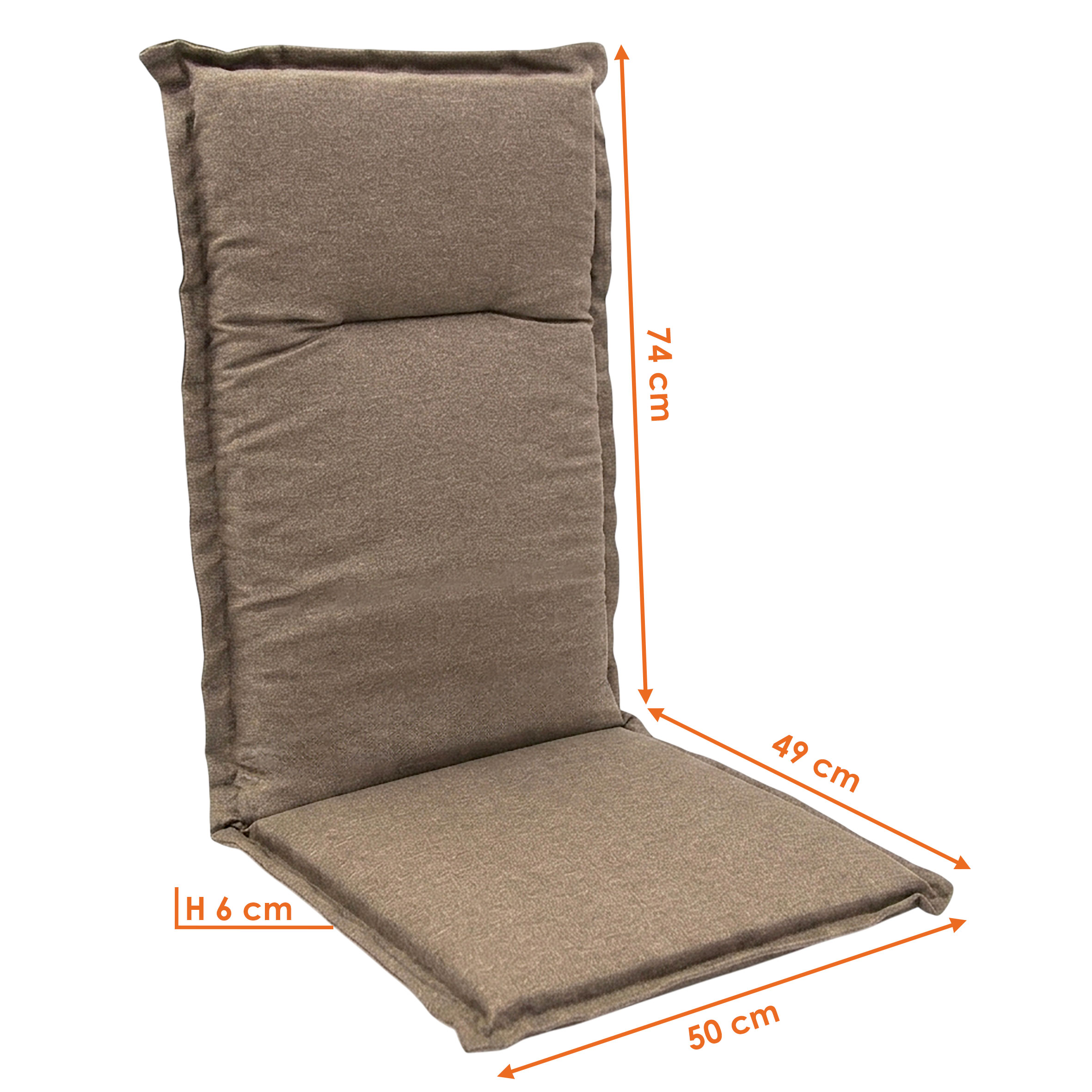 Universal Hochlehner Auflage taupe - 123 cm - Gartenstuhl Kissen einfarbig