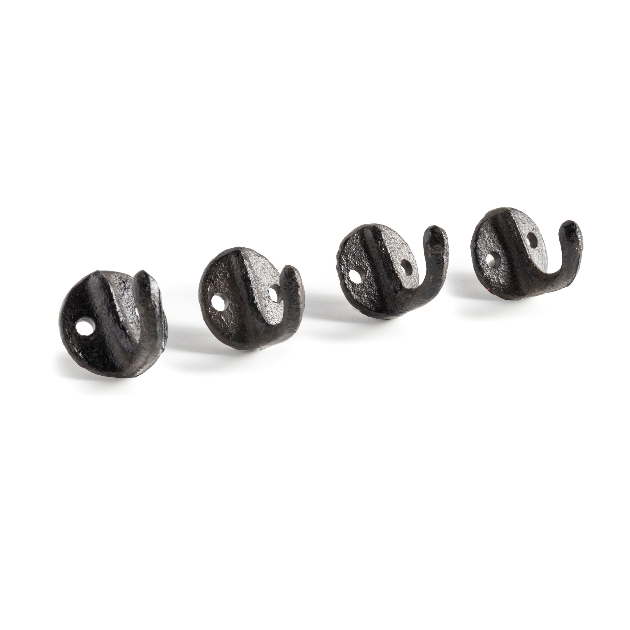 Gusseisen Wandhaken 4 cm braun - 4er Set - Nostalgie Handtuchhalter in antik Optik