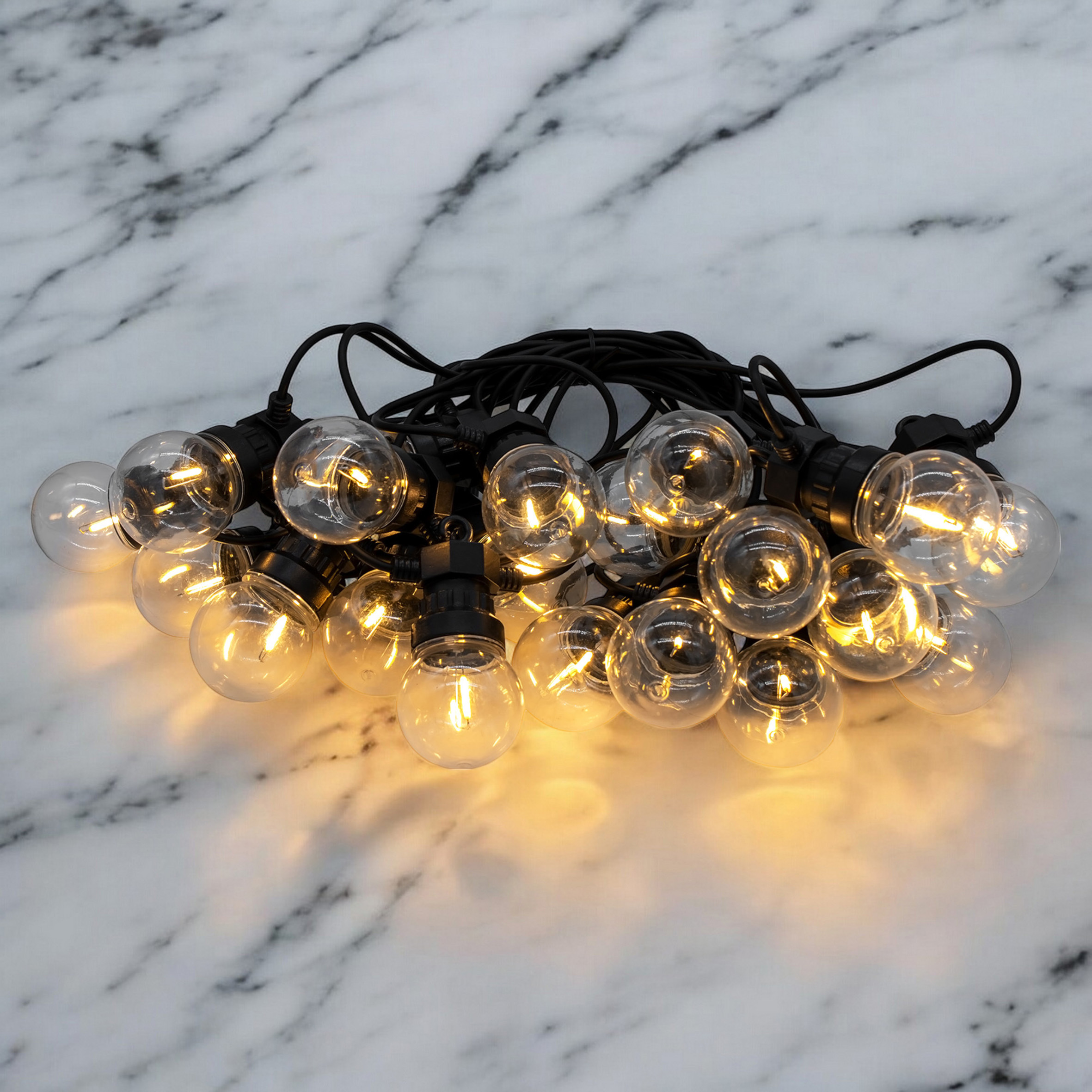 LED Außen Lichterkette 20 LED Glühbirnen mit Timer - 950 cm