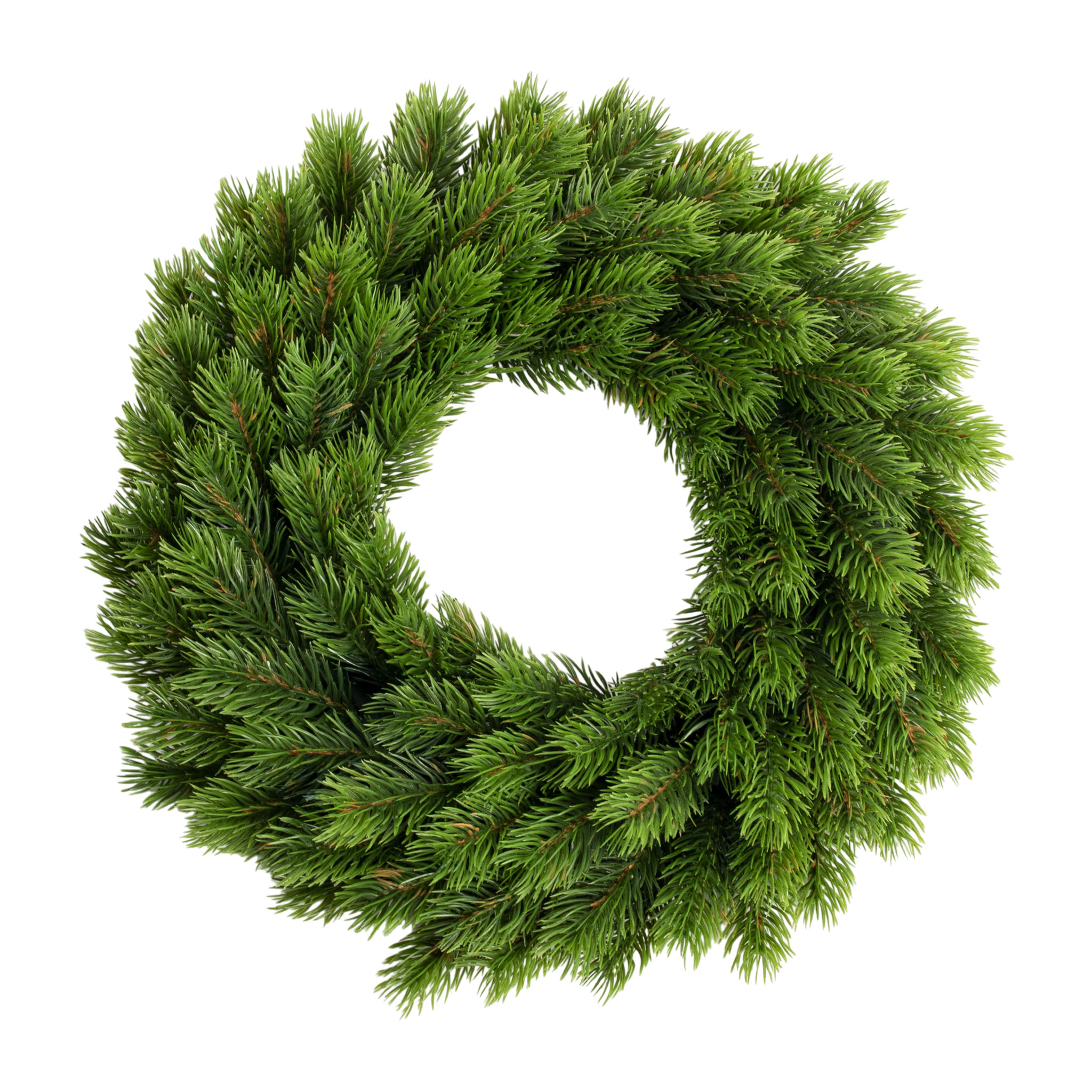 Künstlicher Spritzguss Tannenkranz halbgebunden auf Steckschaum - 42 cm - Weihnachts Türkranz mit naturgetreuen Kunst Tannenspitzen