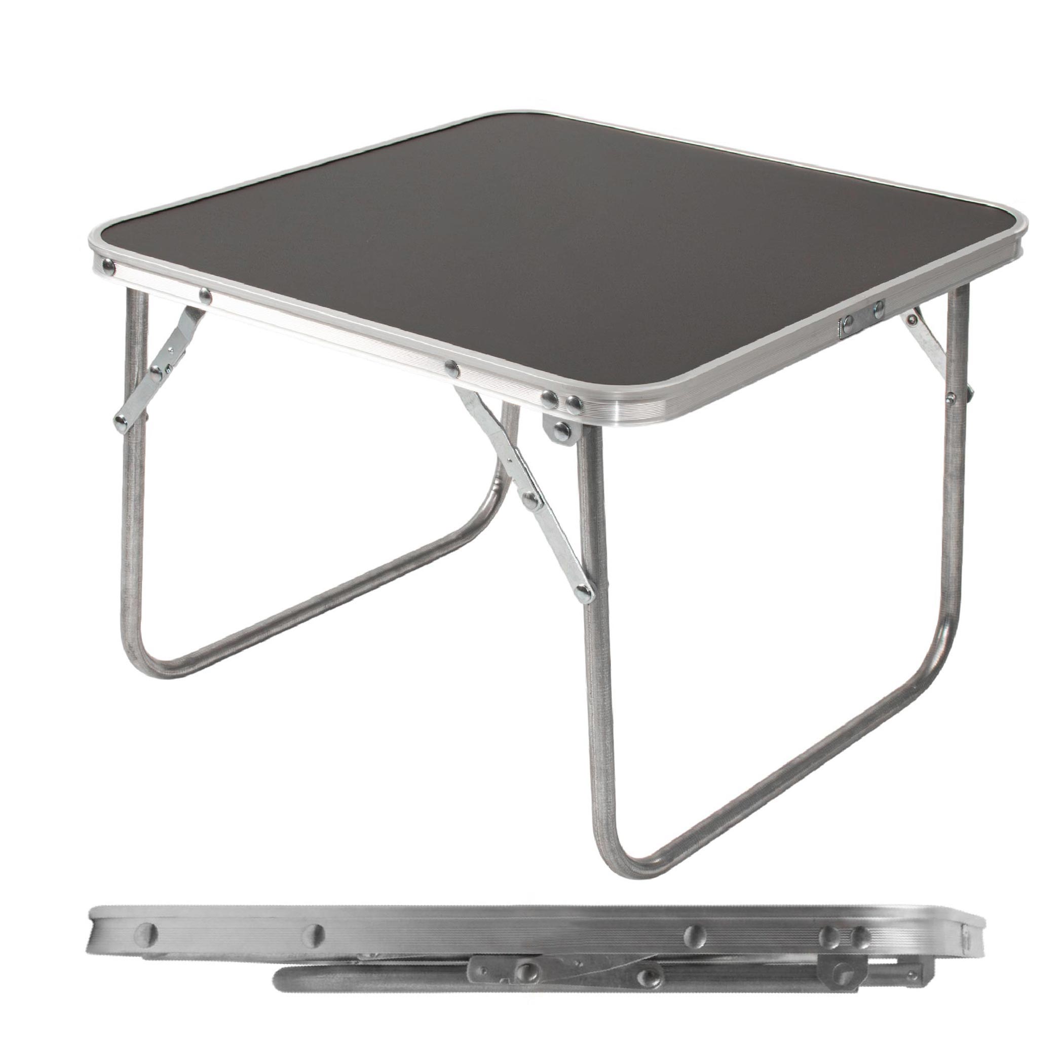 Mini Alu Campingtisch schwarz klappbar - 40 x 40 cm - Outdoor Klapptisch klein Belastbarkeit bis 15 kg