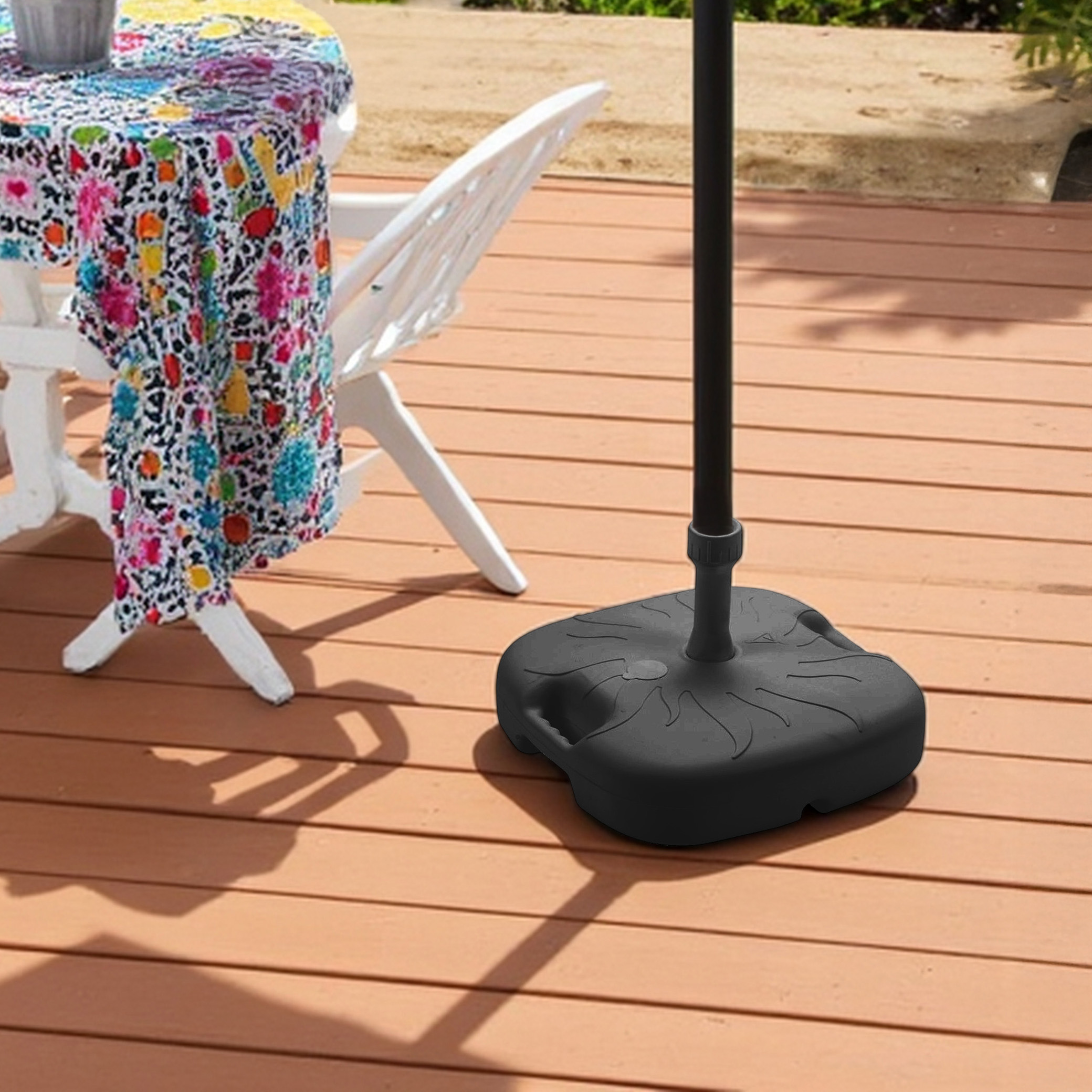 Kunststoff Schirmständer zum Befüllen anthrazit eckig - 45 x 45 cm - Sonnenschirmhalter befüllbar mit 18 L Wasser oder Sand