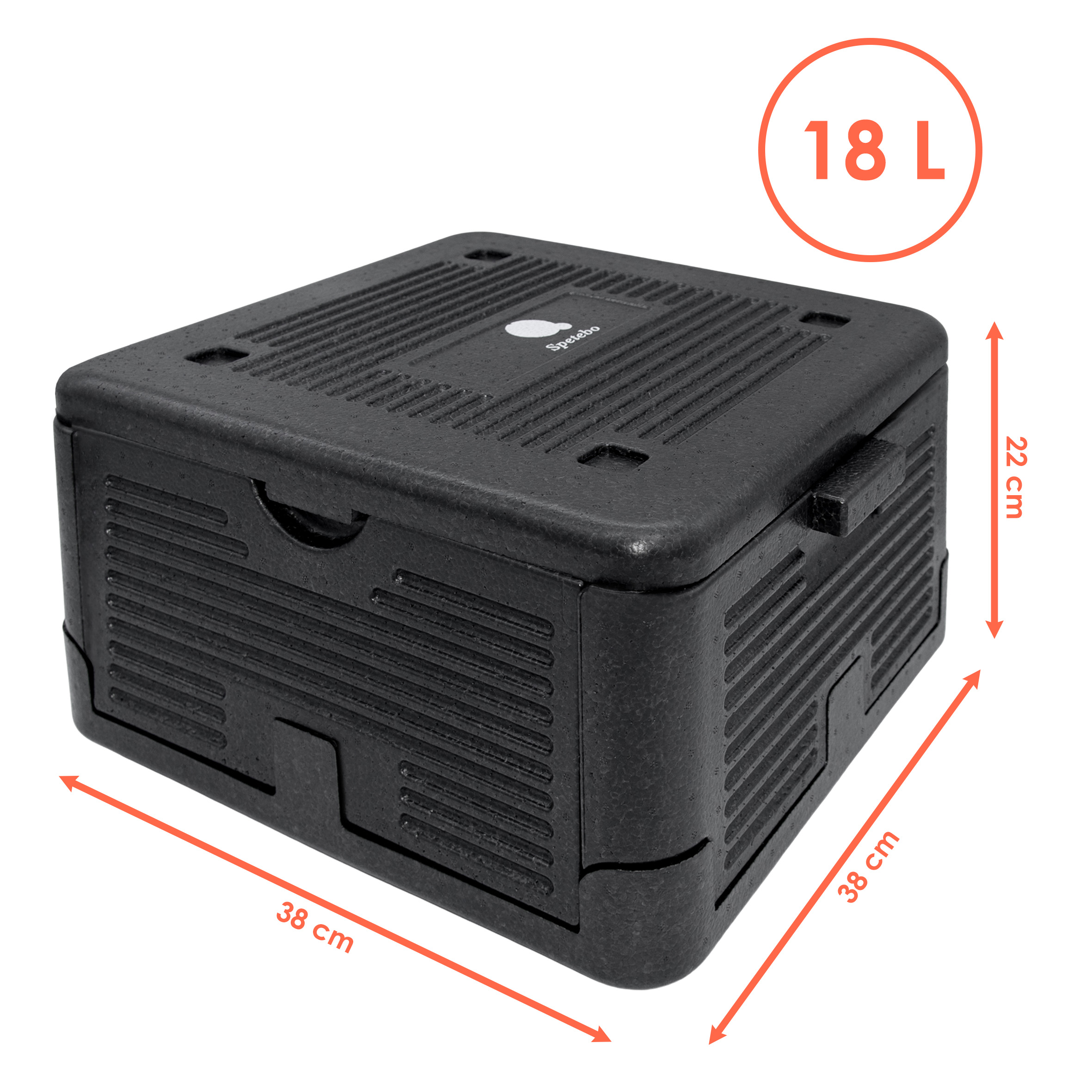 Thermobox faltbar schwarz zum Warmhalten und Kühlen - 18 L - Warmhaltebox für Essen klappbar 38 x 38 cm