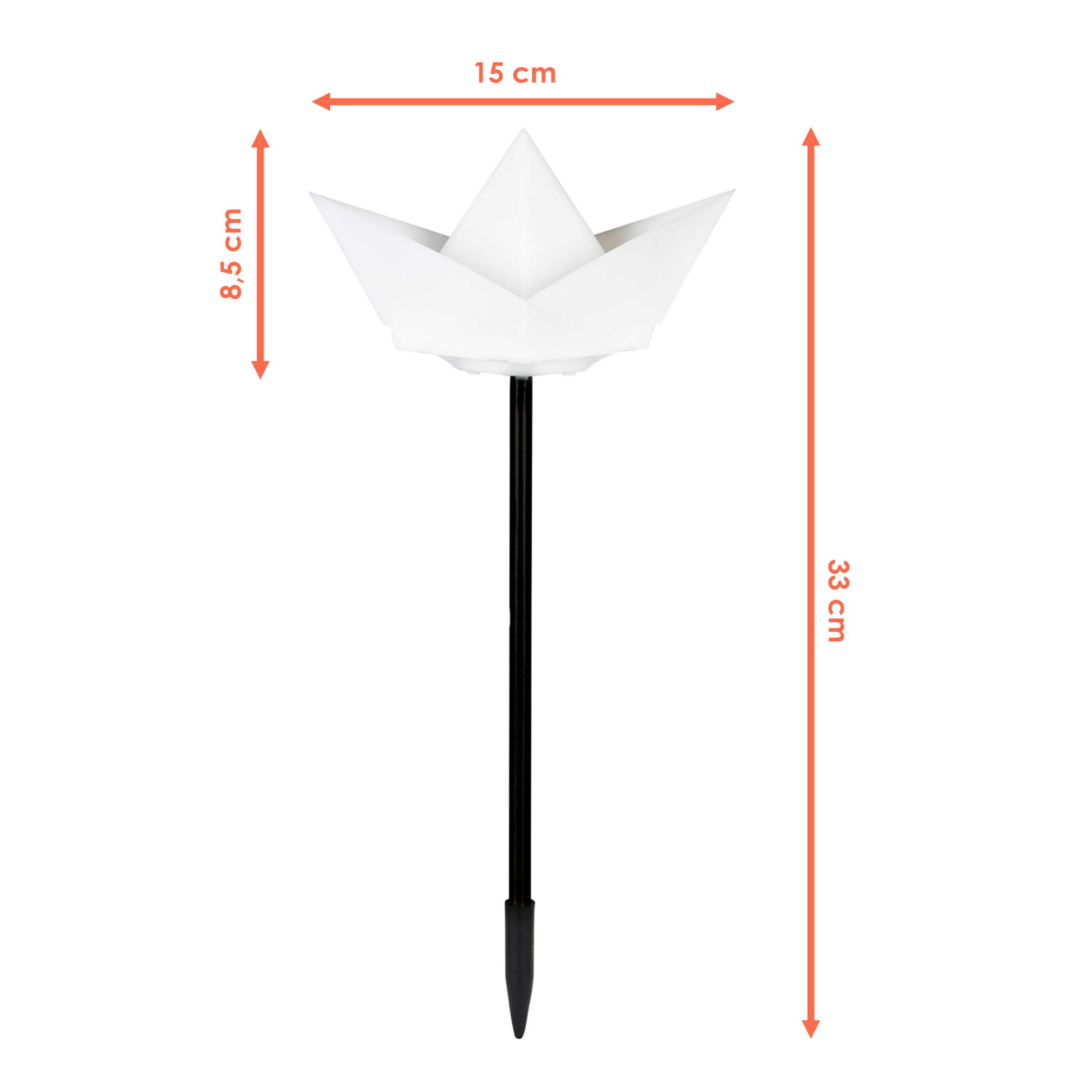 Solar Gartenstecker "Papierboot" - 3er Set - Deko Garten Beleuchtung mit LED in warm weiß