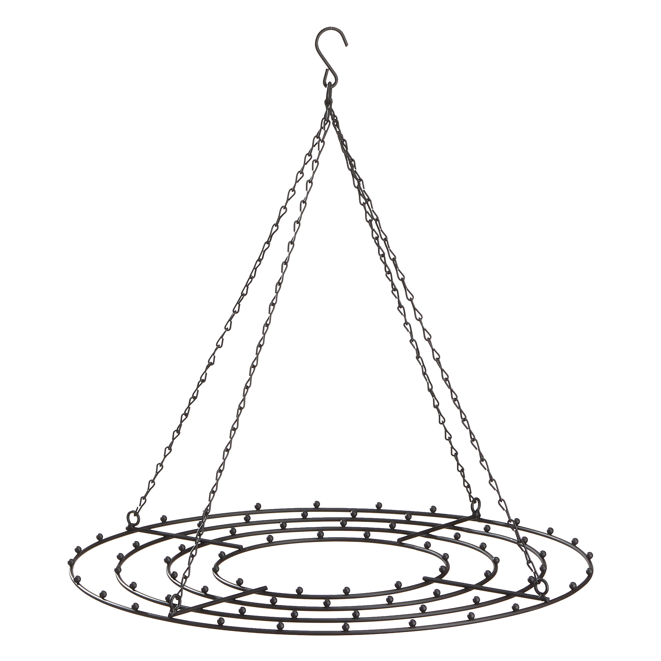 Metall Kranz schwarz mit Kette zum Hängen - Ø 42 cm - Deko Hänger mit Haken zum Beschmücken