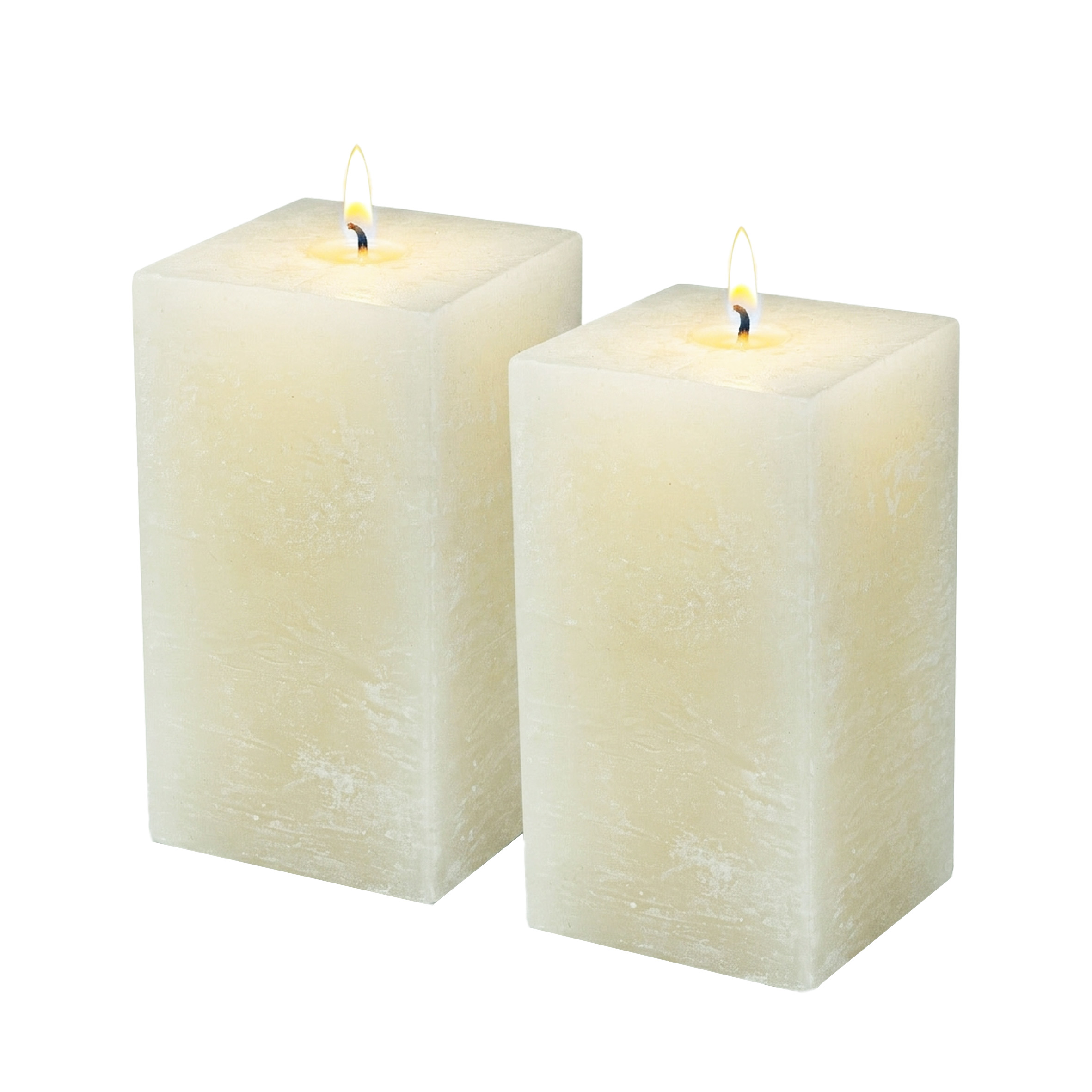 Echtwachs Stumpenkerze rustikal 2er Set 13 x 7 cm - creme - Advents Kerze unparfümiert 65 Stunden Brenndauer