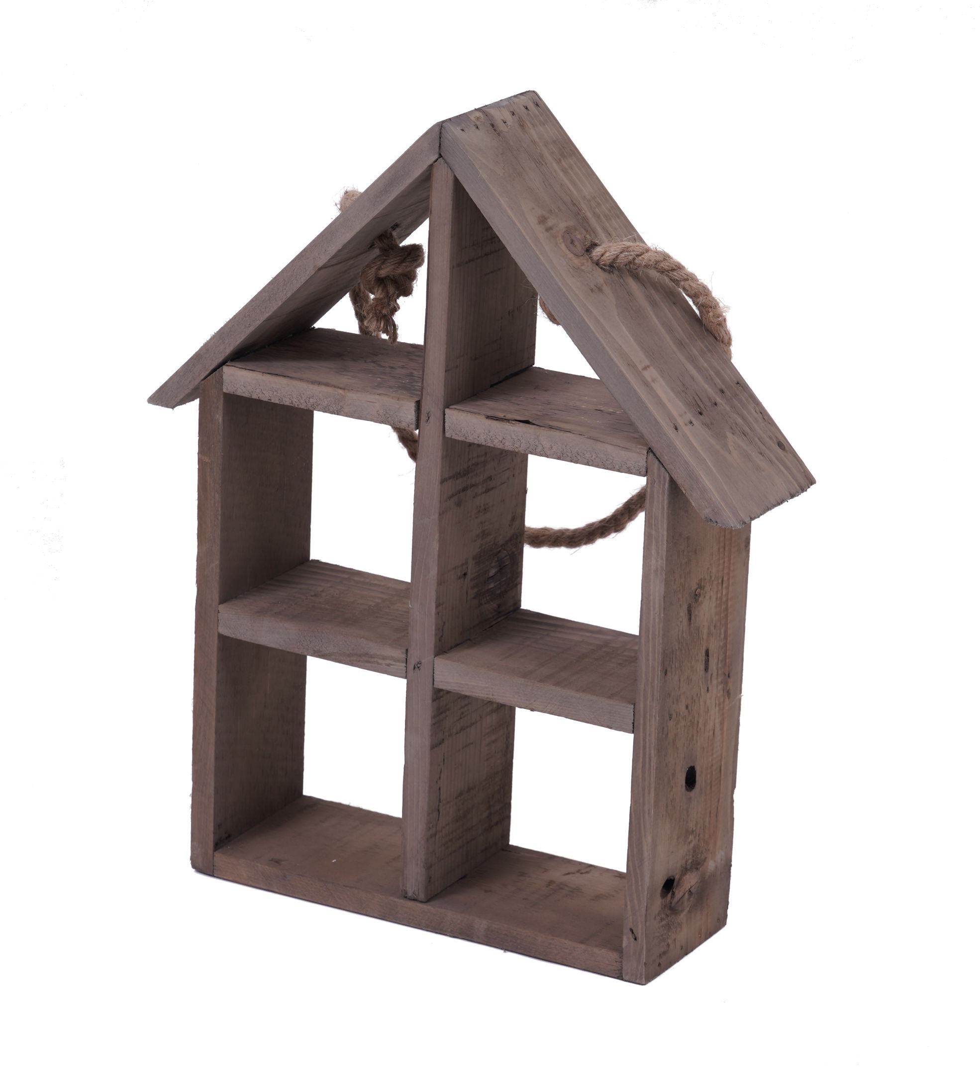 Holz Wandregal in Haus Form - 46 x 37 cm - Hängeregal im Vintage Stil