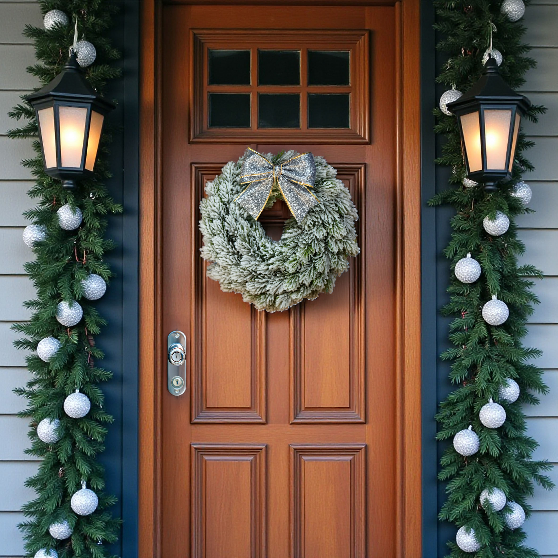 Künstlicher Weihnachtskranz halbgebunden mit Kunstschnee - 30 cm - Hochwertiger Adventskranz mit naturgetreuen Tannenspitzen