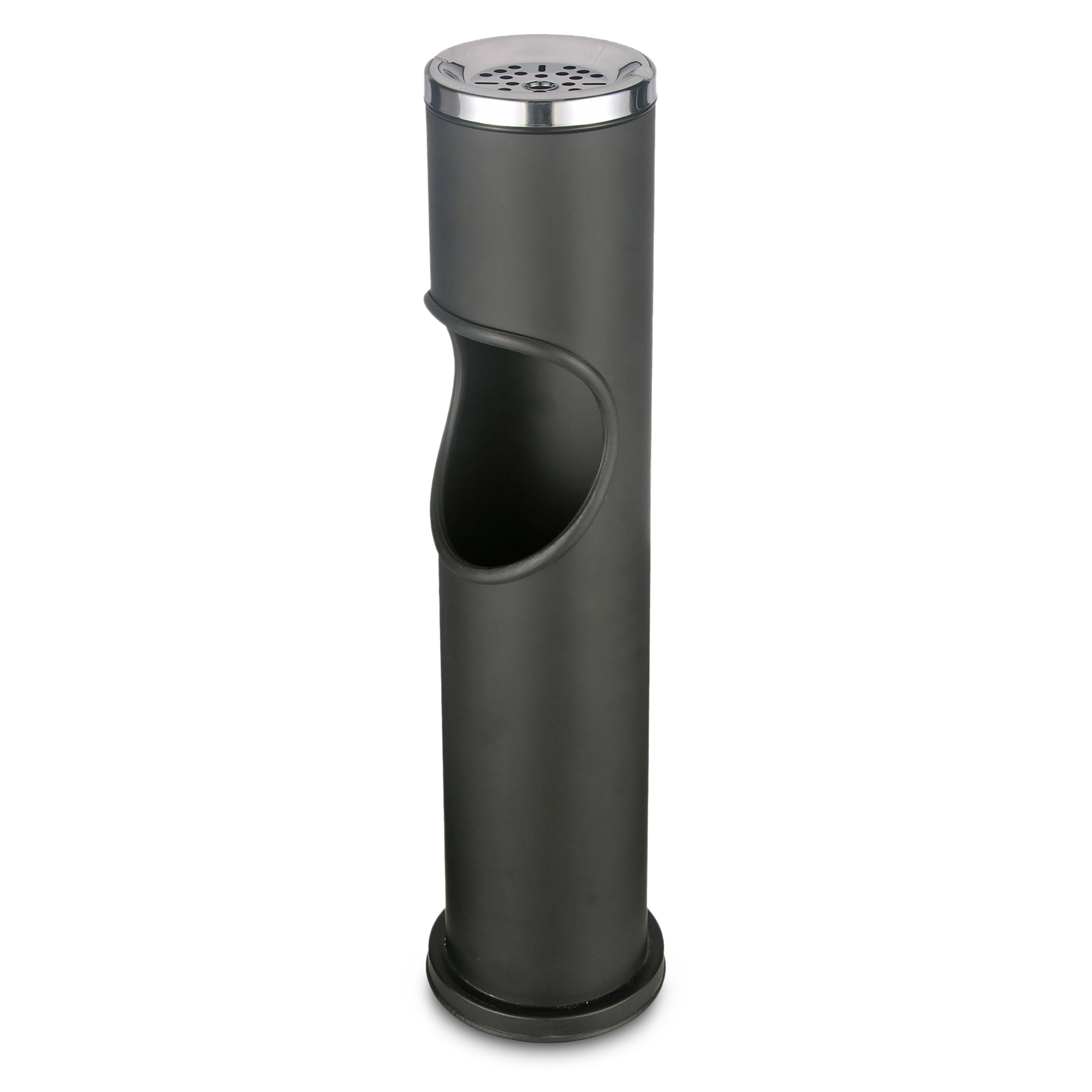 Metall Stand Aschenbecher schwarz - 47 x 9,5 cm - Freistehender Arscher mit integriertem Mülleimer
