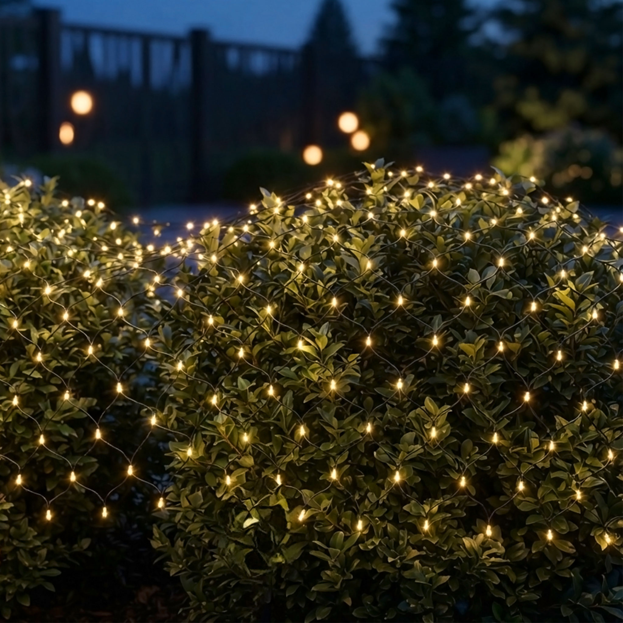 LED Lichternetz mit 160 LED warm weiß - mit Netzstecker - Garten Deko Lichtervorhang