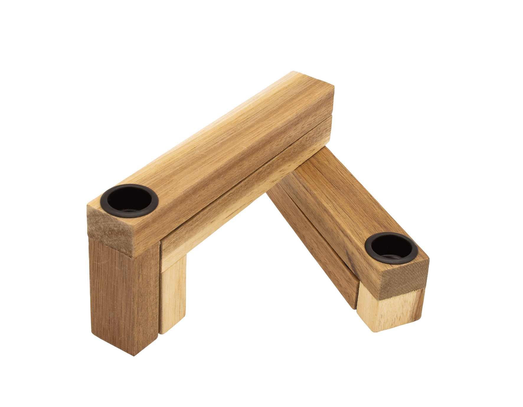 Holz Kerzenhalter klappbar für 4 Stabkerzen - 33 x 15 cm - Deko Kerzenständer für Tafelkerzen - Kerzenleuchter Advent Weihnachten Winter Tischdeko