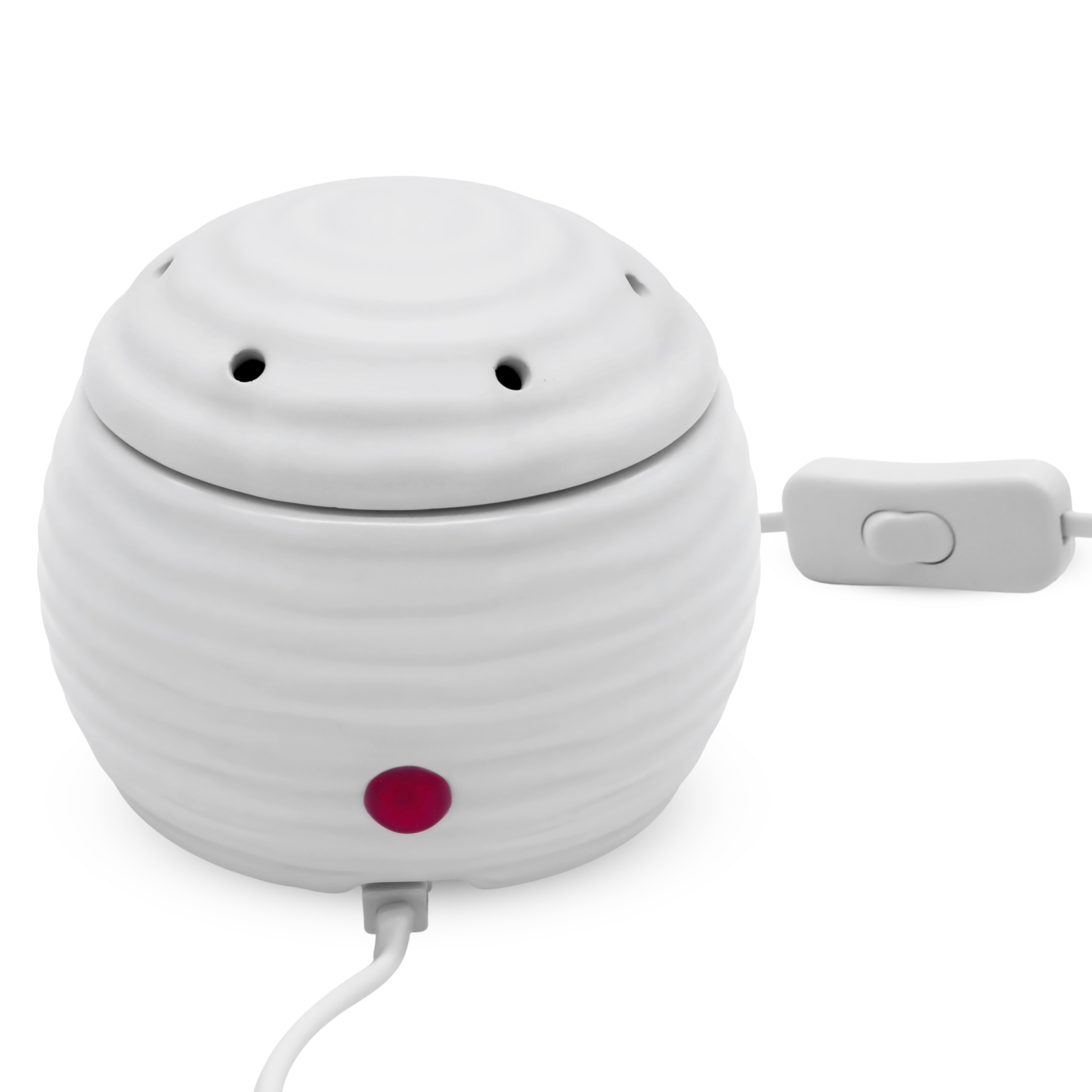 Elektrische Duftlampe für Weihnachtsduft Granulat - 10 cm - Keramik Aroma Diffusor inklusive 3 Beutel Duftgranulat 1x Wintertanne 1x Pininzapfen 1x Zimtstange