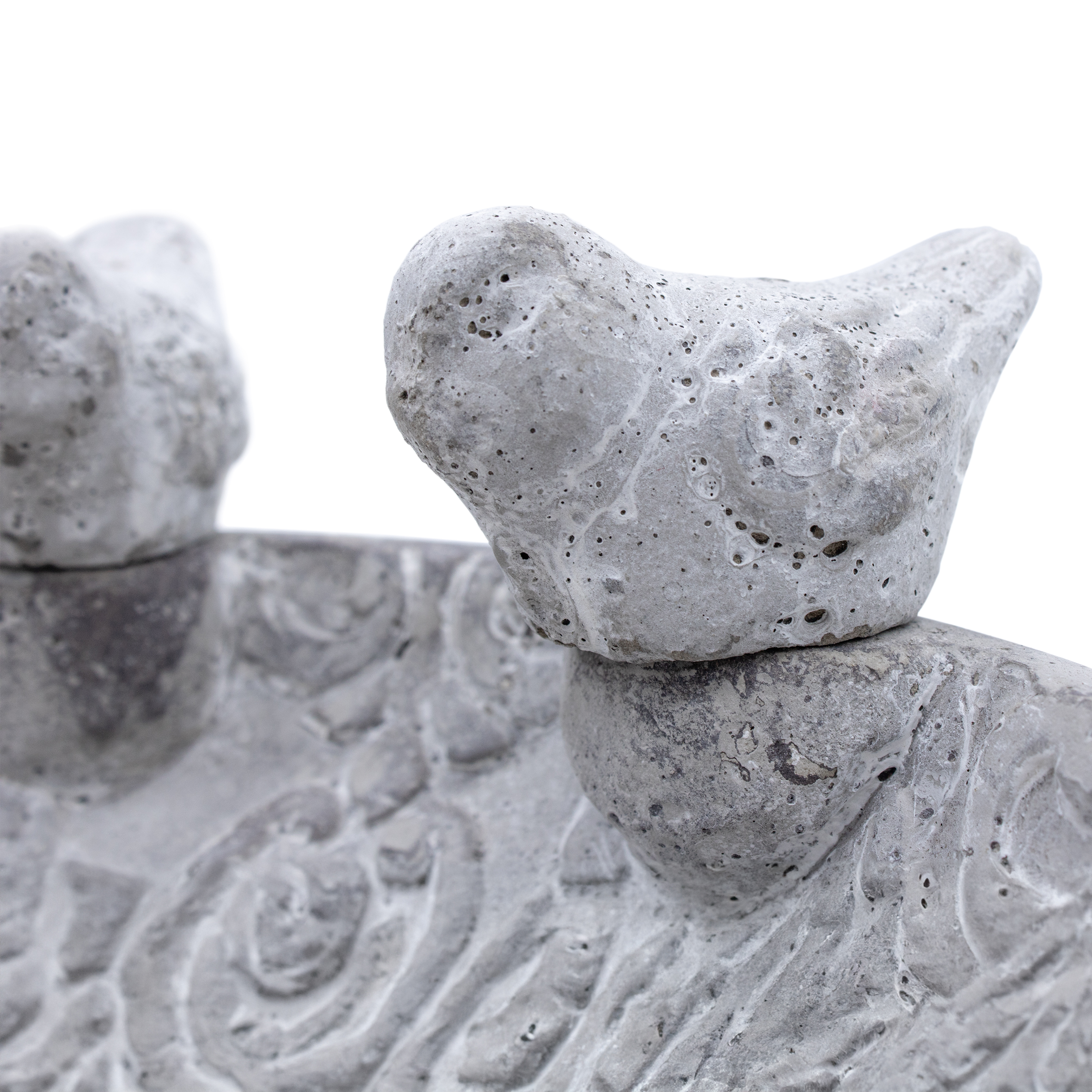 Beton Vogeltränke in grau mit Ornamenten - 24 cm - Vogelbad aus Stein mit Relief Muster