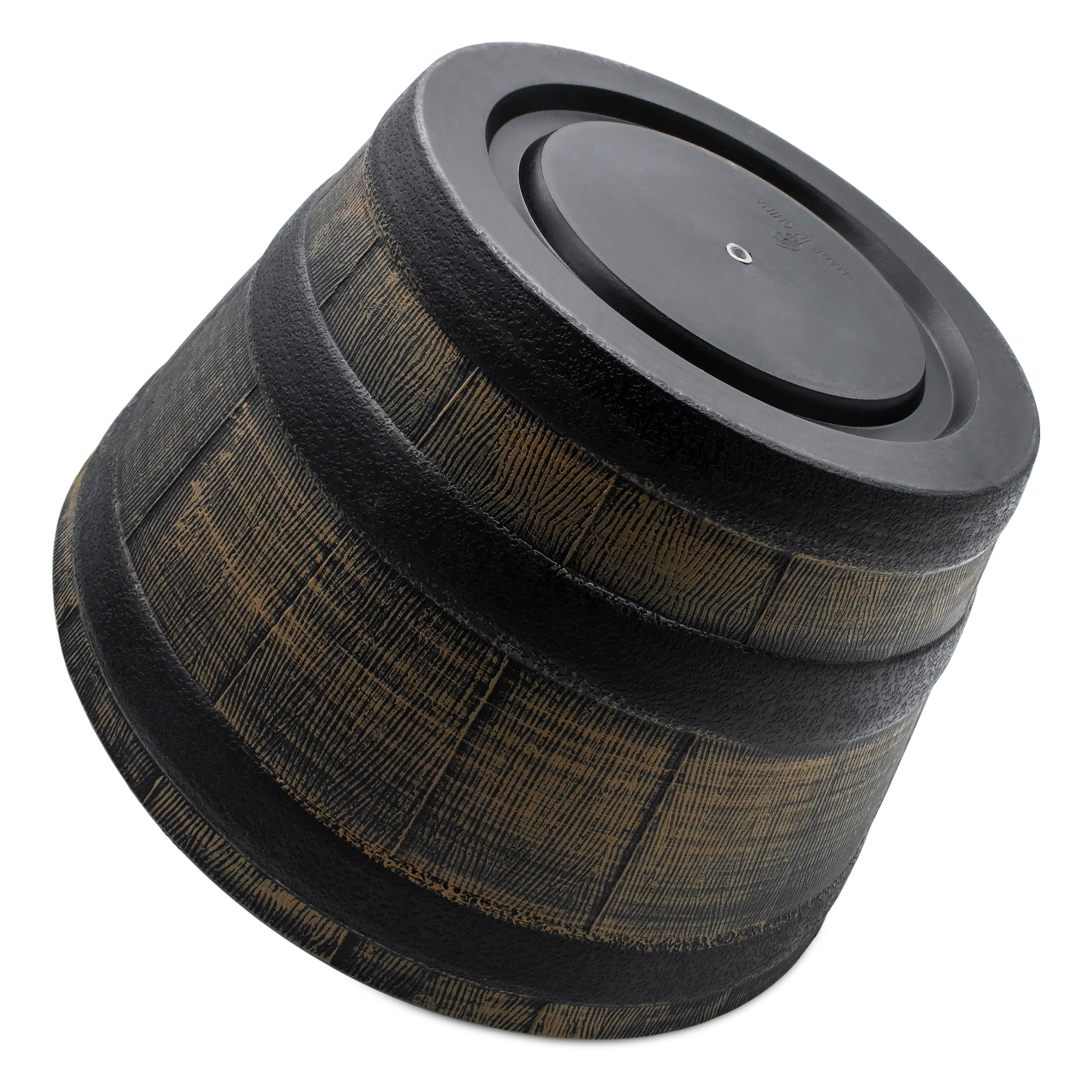 Kunststoff Blumenkübel in Eichenfass Optik braun - 39 cm - Mini Gartenteich Becken im Holz Wasserkübel Design