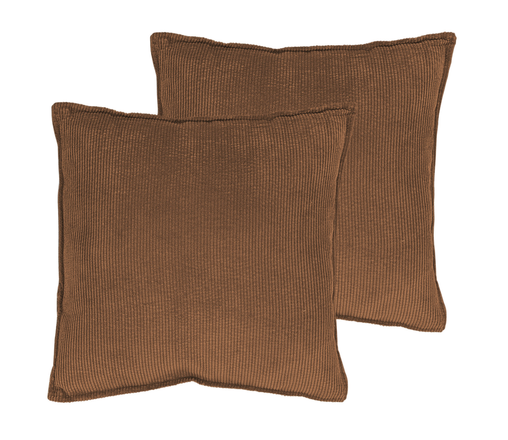 Cord Dekokissen 2er Set je 45 cm - kokossnuss braun / schwarz / braun - Zierkissen mit Füllung und Bezug - Kuschelkissen Sofakissen Rückenkissen