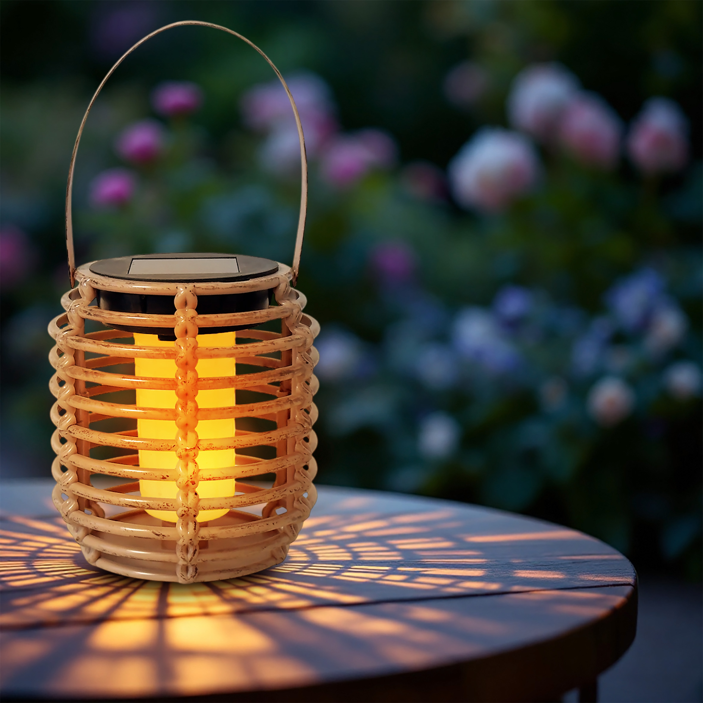 Solar Mini Leuchte in Rattan Optik 11 x 10 cm - 2er Set - LED Laterne klein zum Hängen oder Stellen